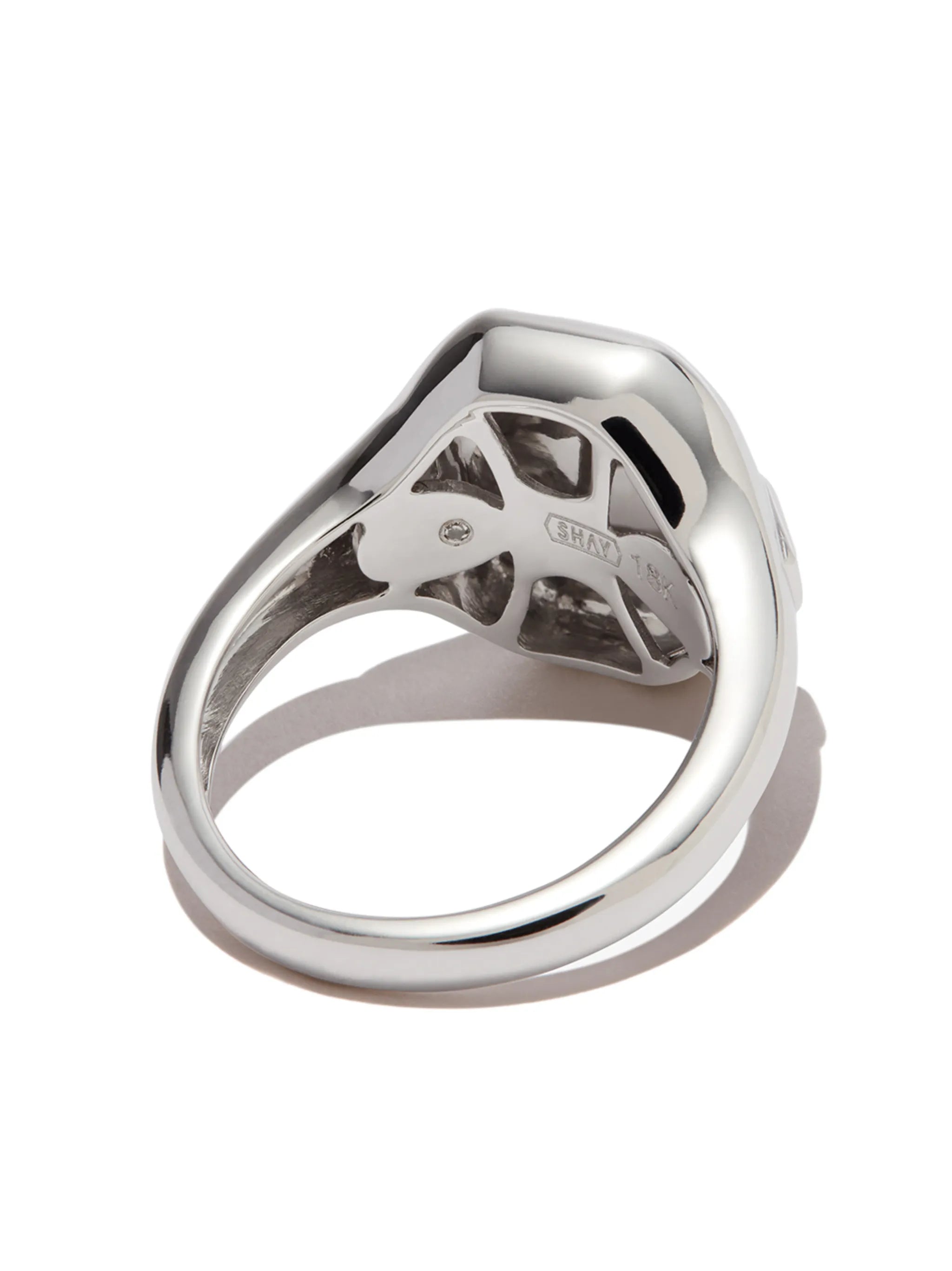 18kt white gold Aries diamond signet ring