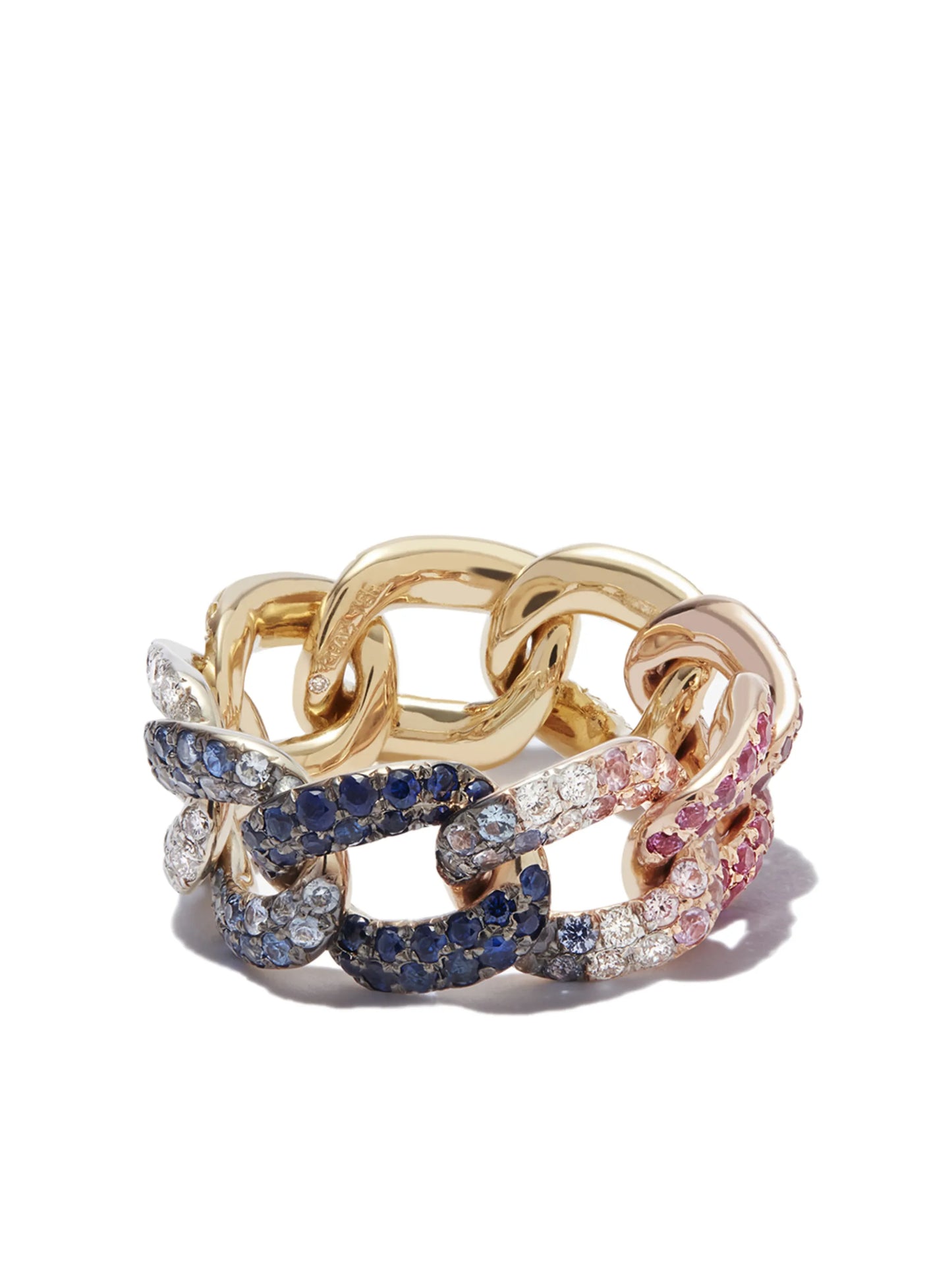 18kt yellow gold Links Essential sapphire and diamond ring