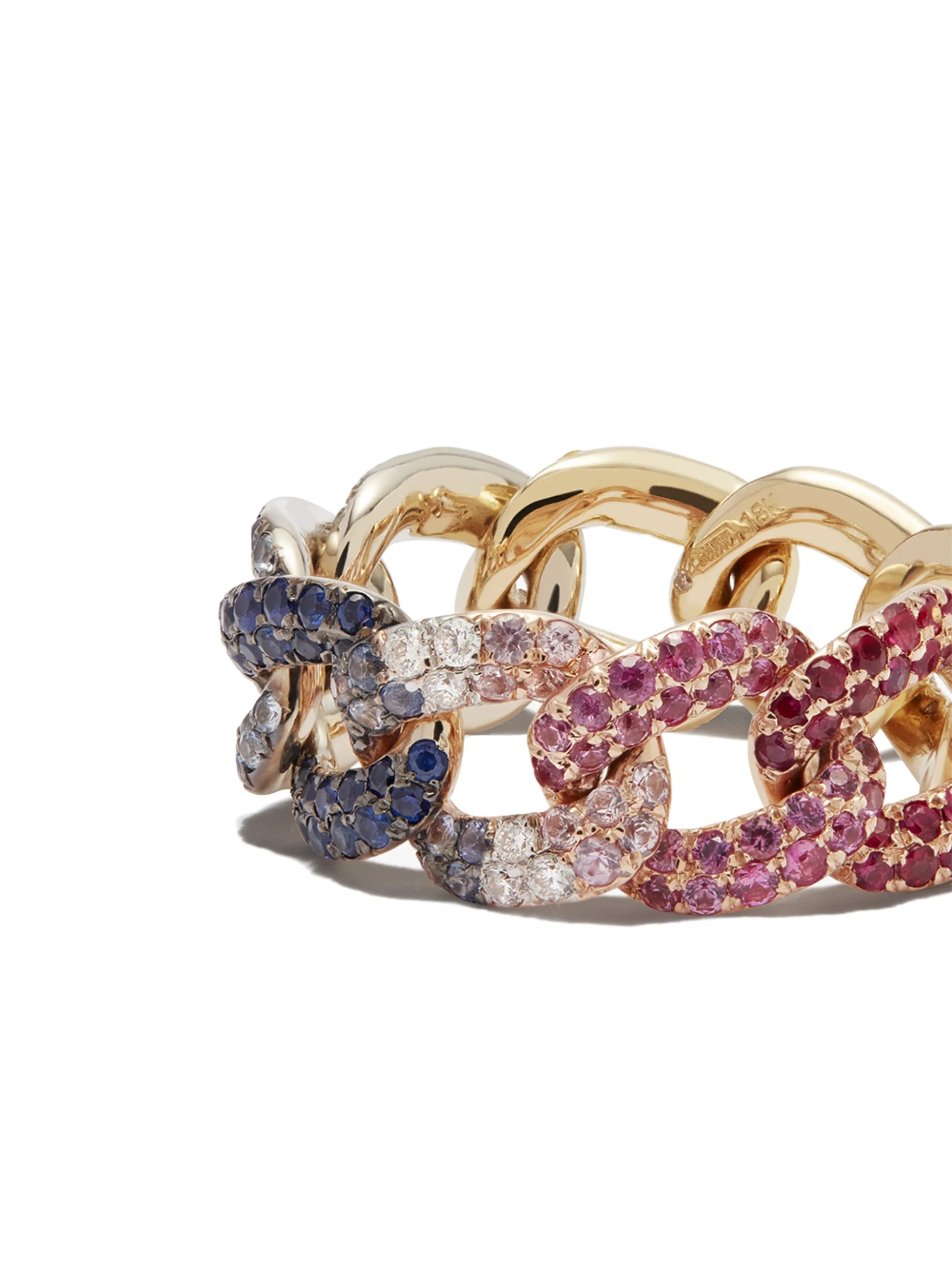18kt yellow gold Links Essential sapphire and diamond ring