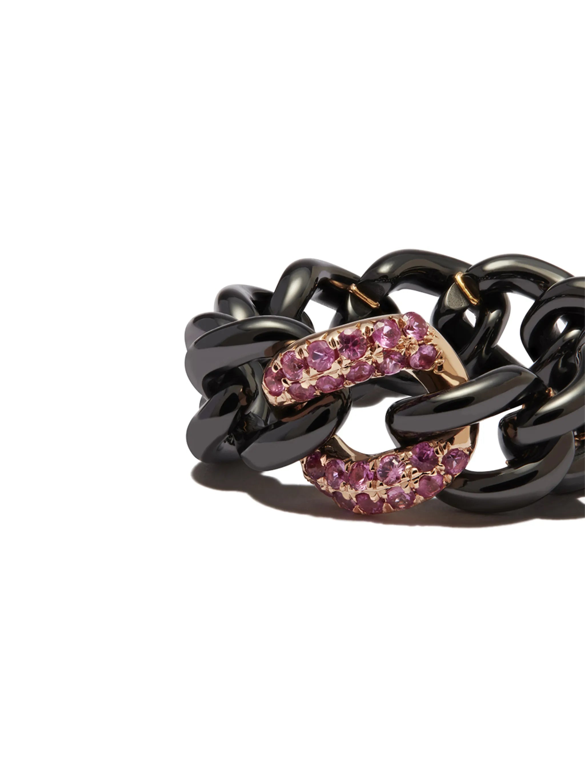 18kt rose gold medium link sapphire ring