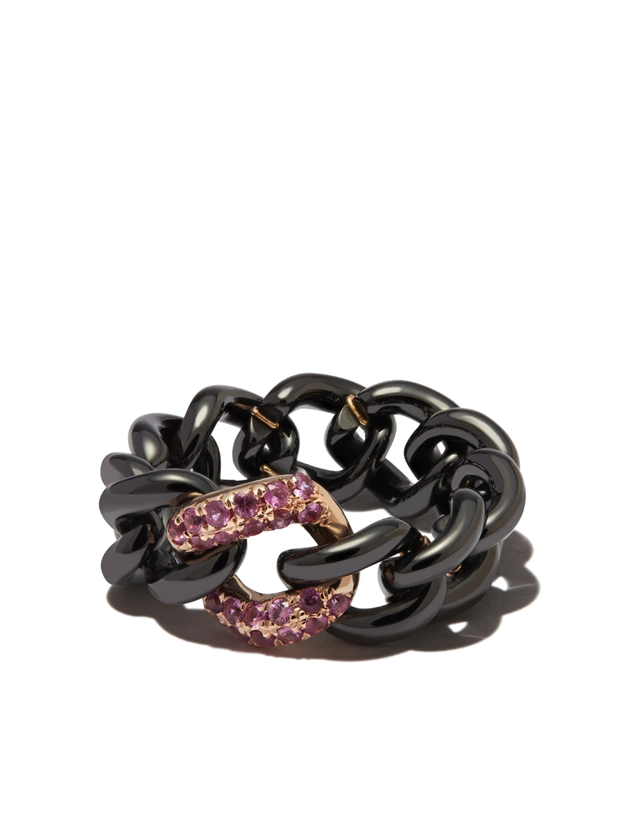 18kt rose gold medium link sapphire ring