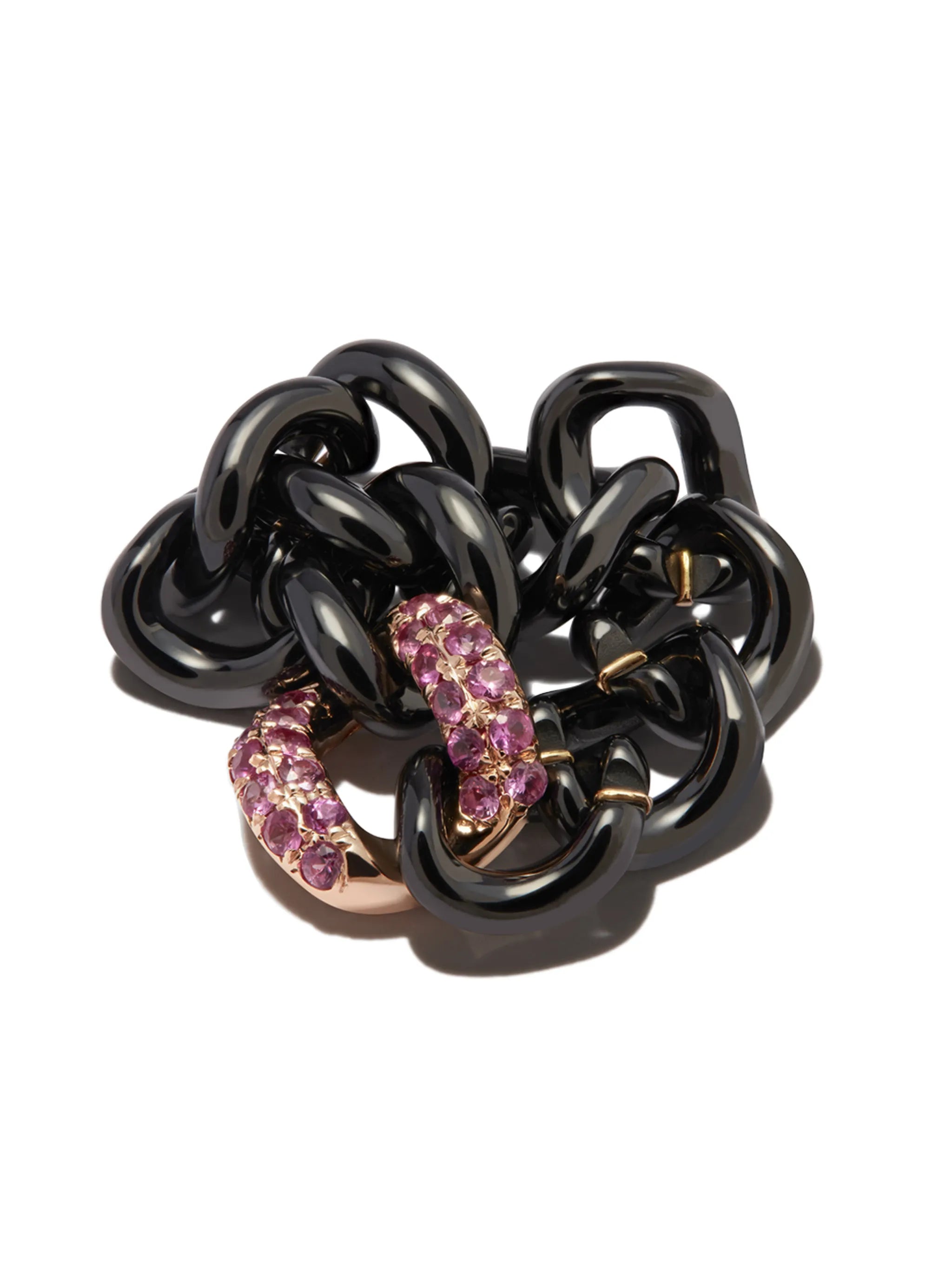 18kt rose gold medium link sapphire ring