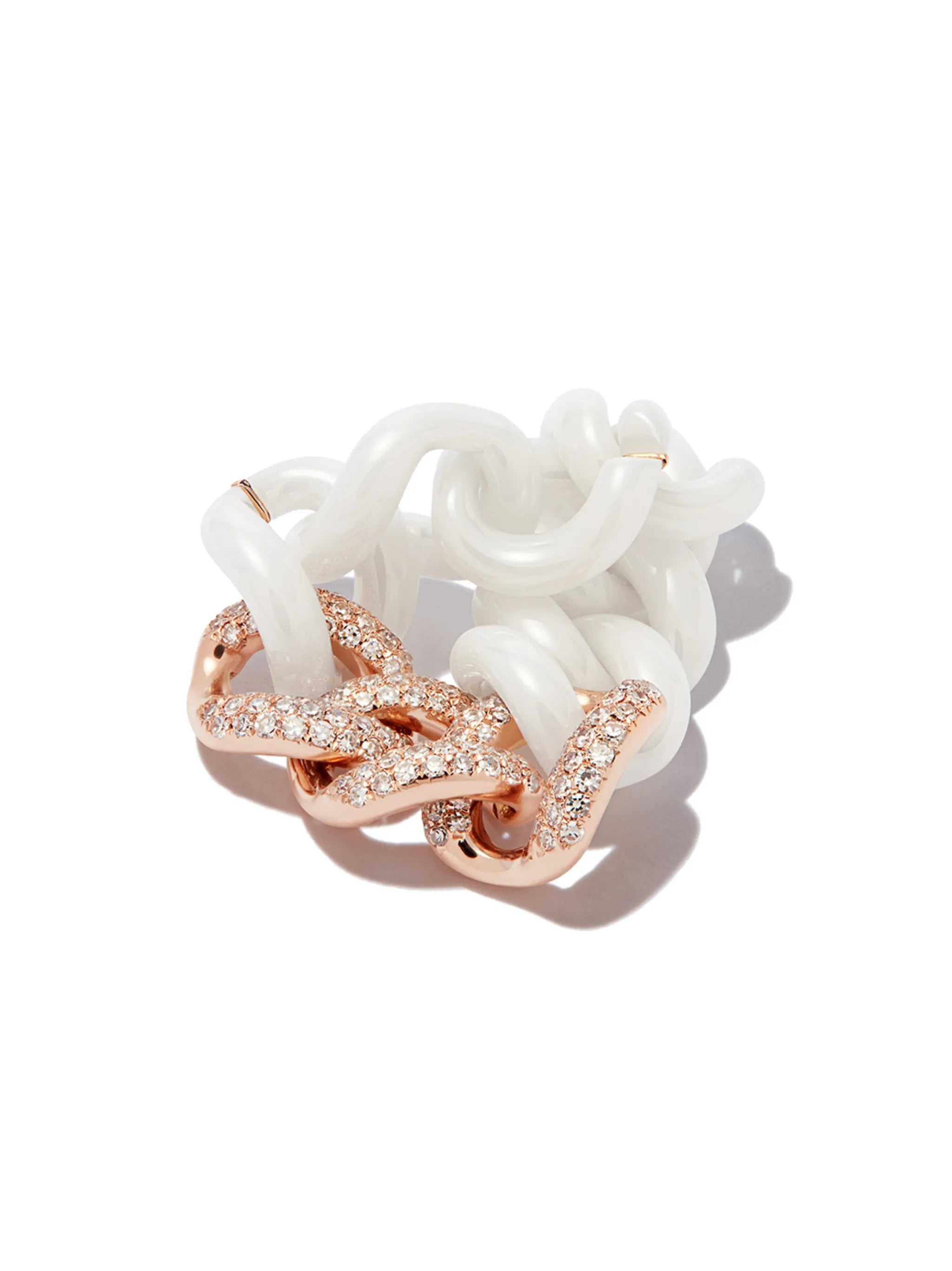 18kt rose gold medium link diamond ring