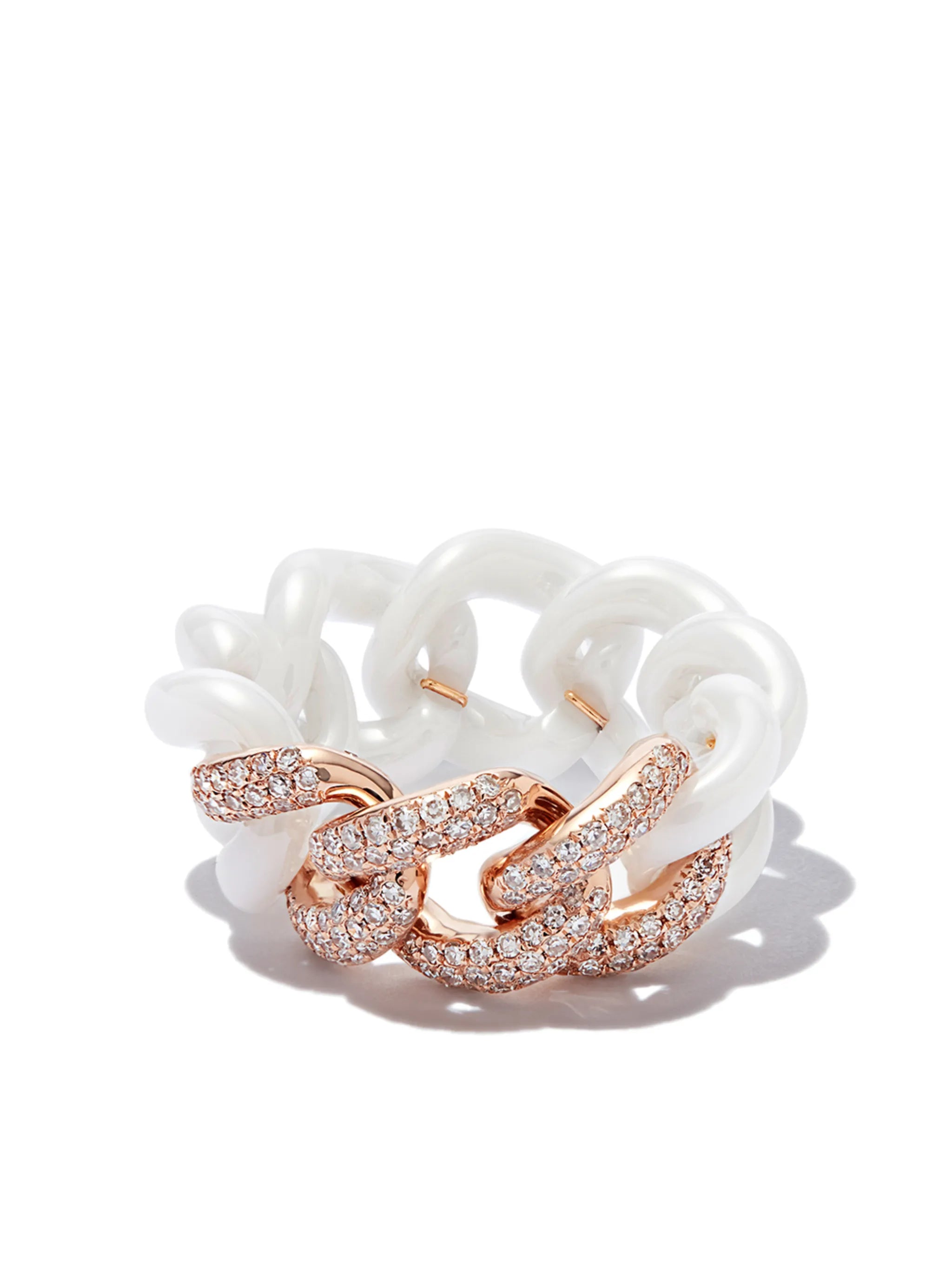 18kt rose gold medium link diamond ring