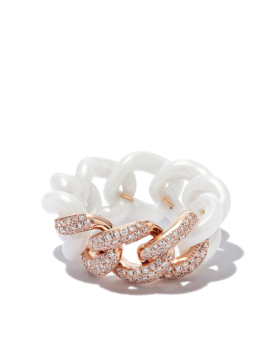 18kt rose gold medium link diamond ring