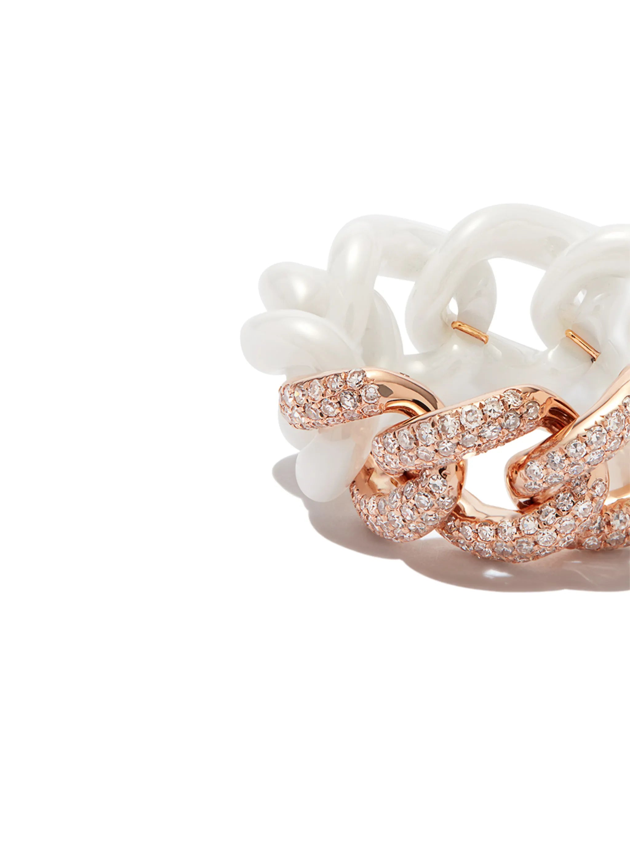 18kt rose gold medium link diamond ring