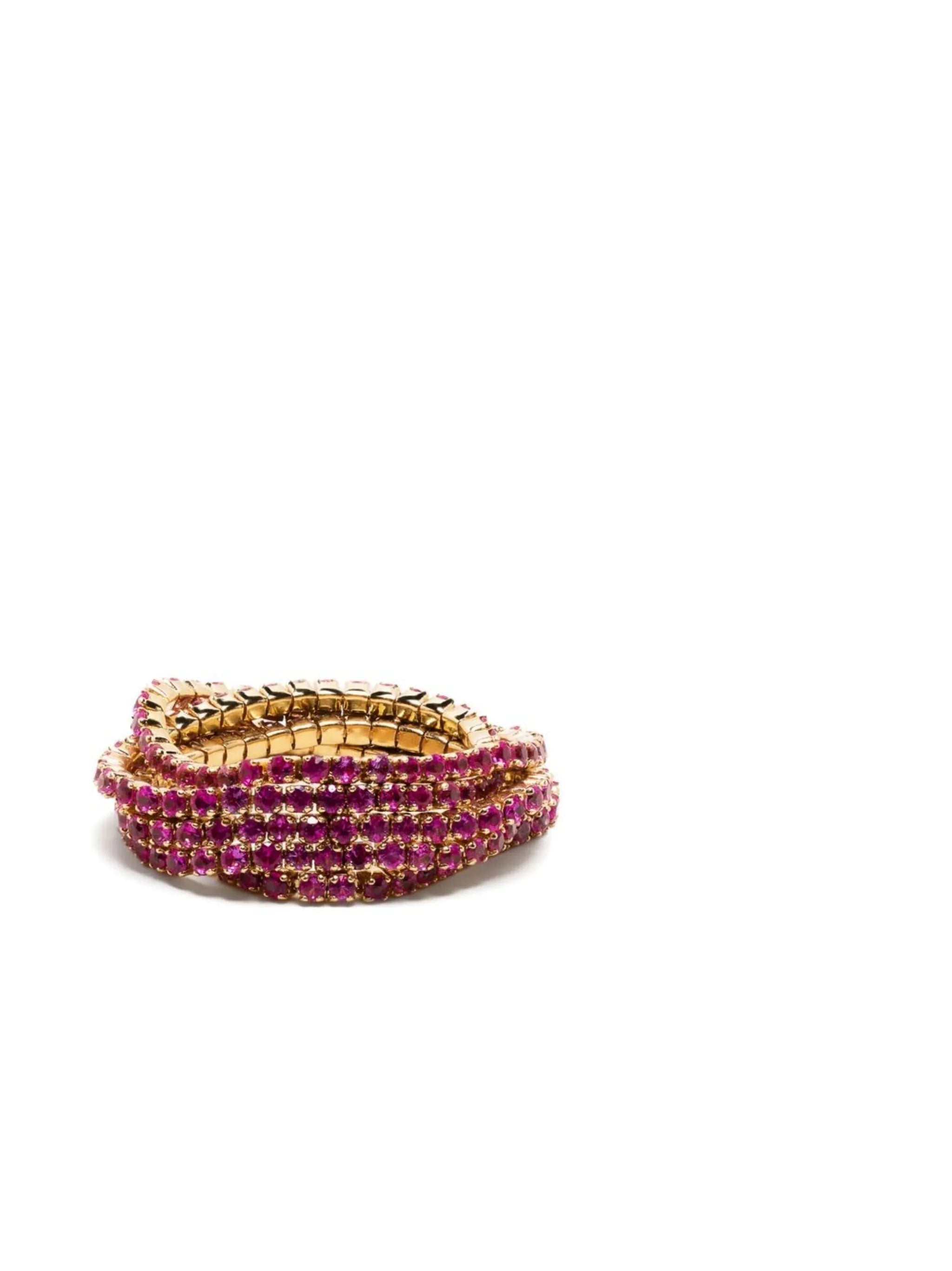 18K yellow gold 5 thread sapphire ring