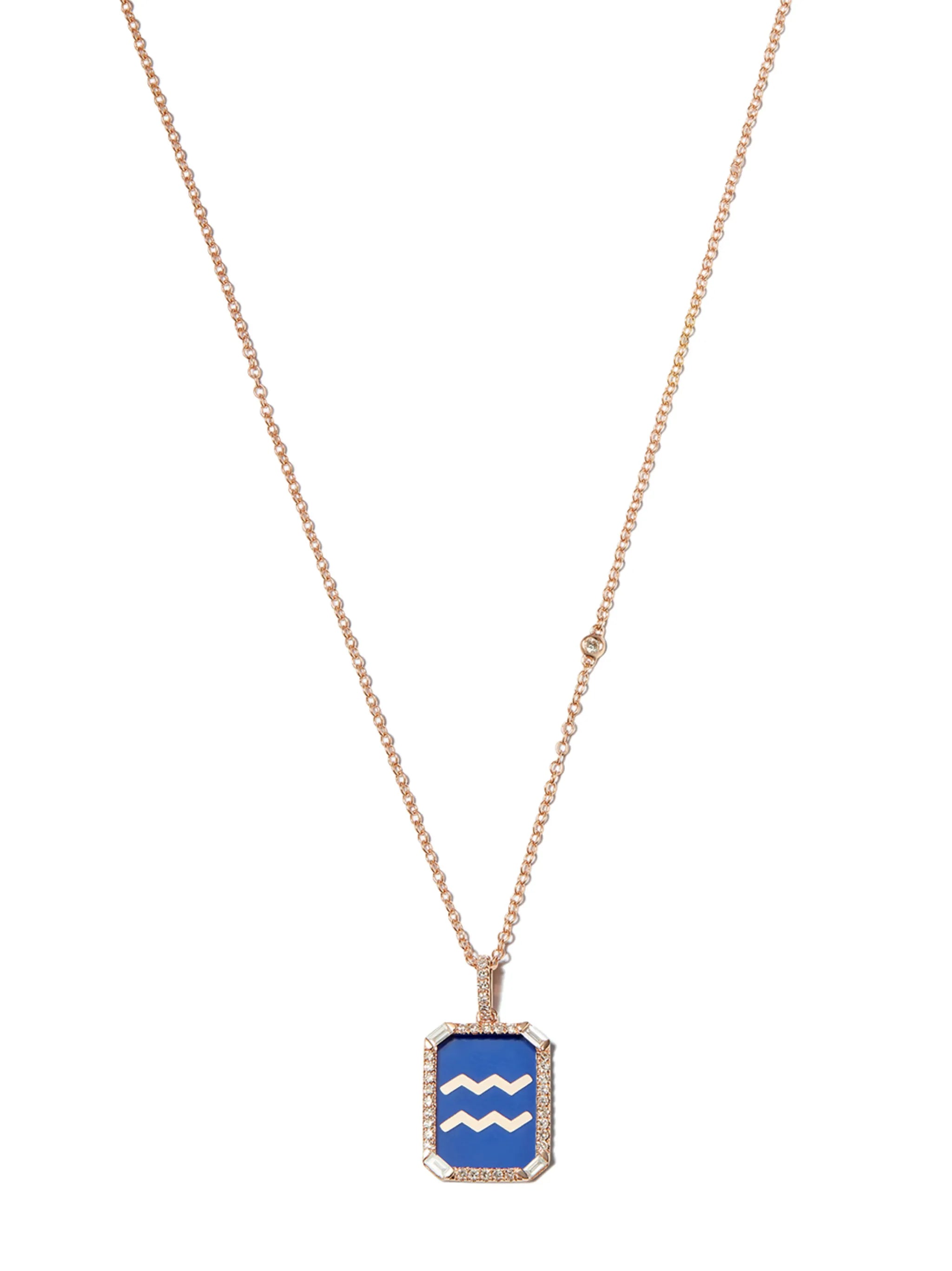 18kt yellow gold Aquarius diamond necklace
