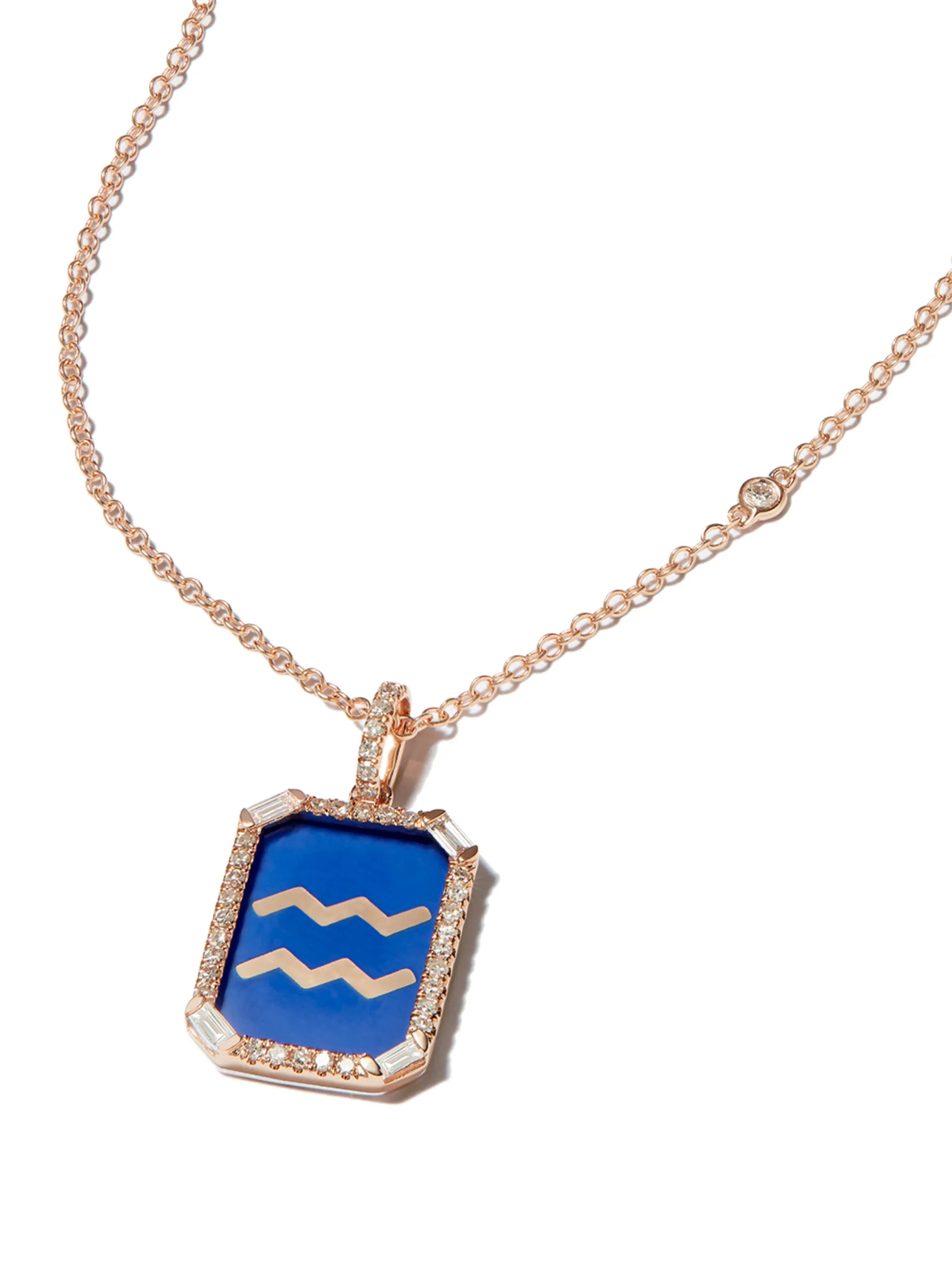 18kt yellow gold Aquarius diamond necklace