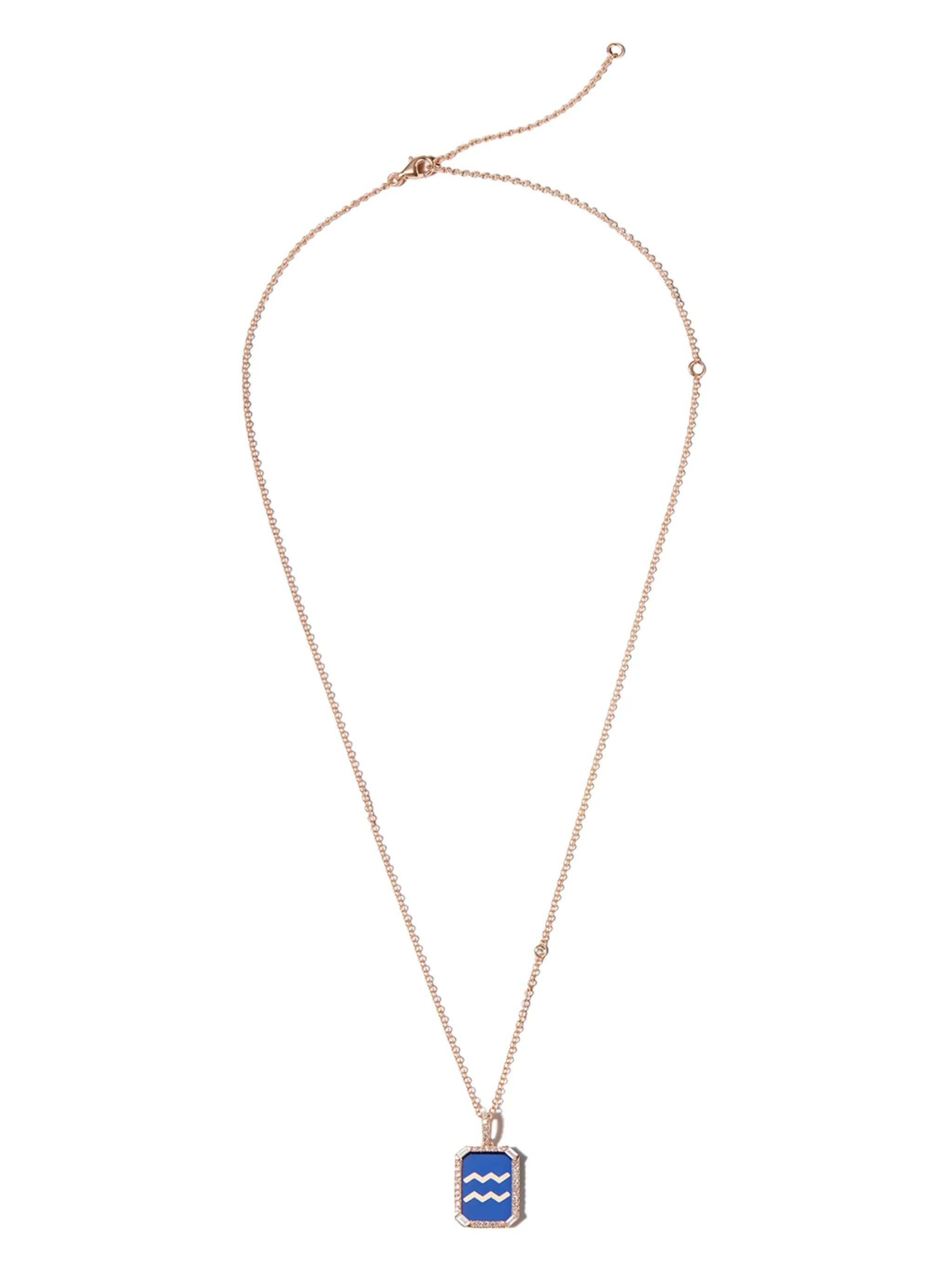 18kt yellow gold Aquarius diamond necklace