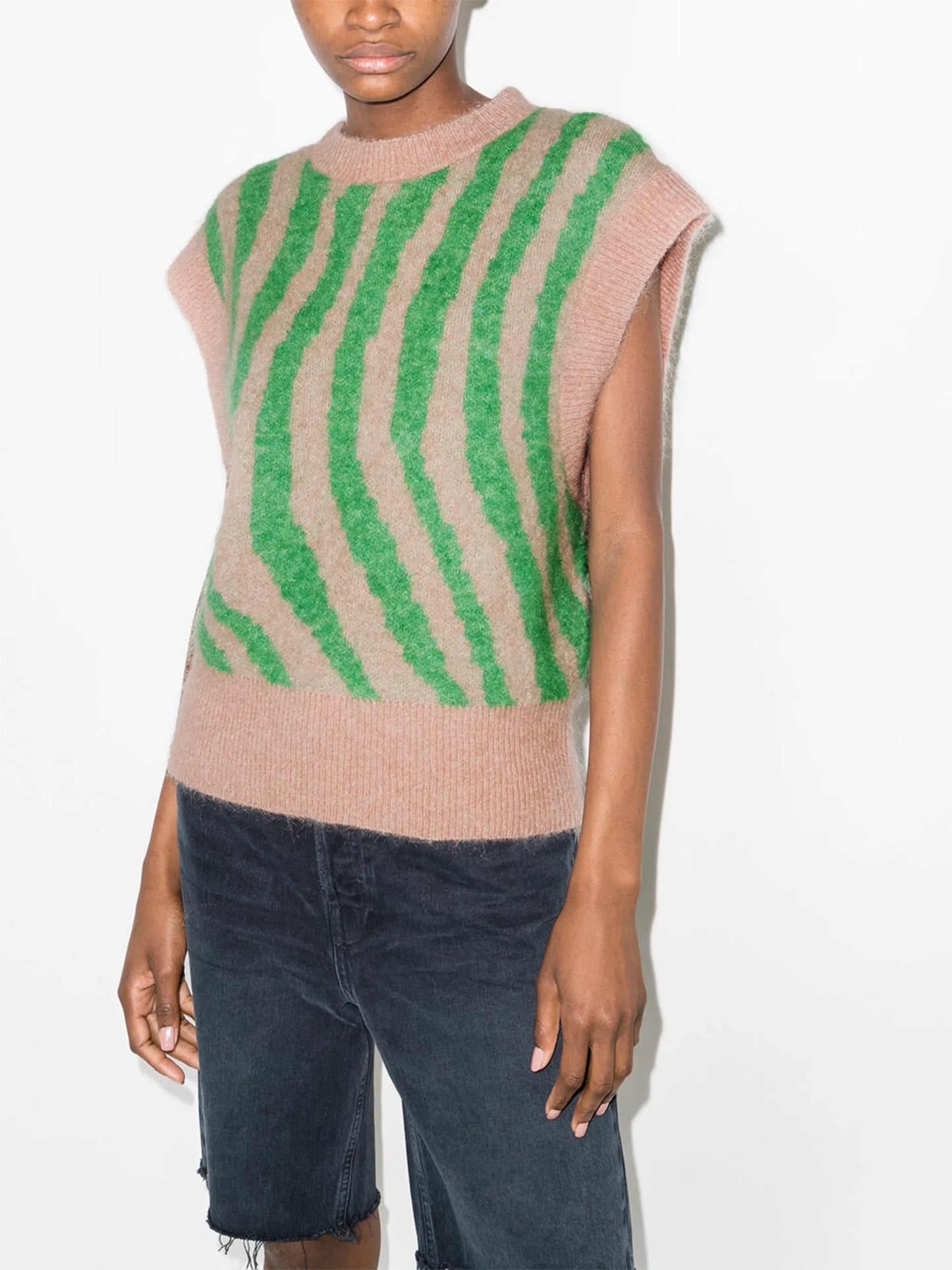 Vestia zebra-print knitted vest