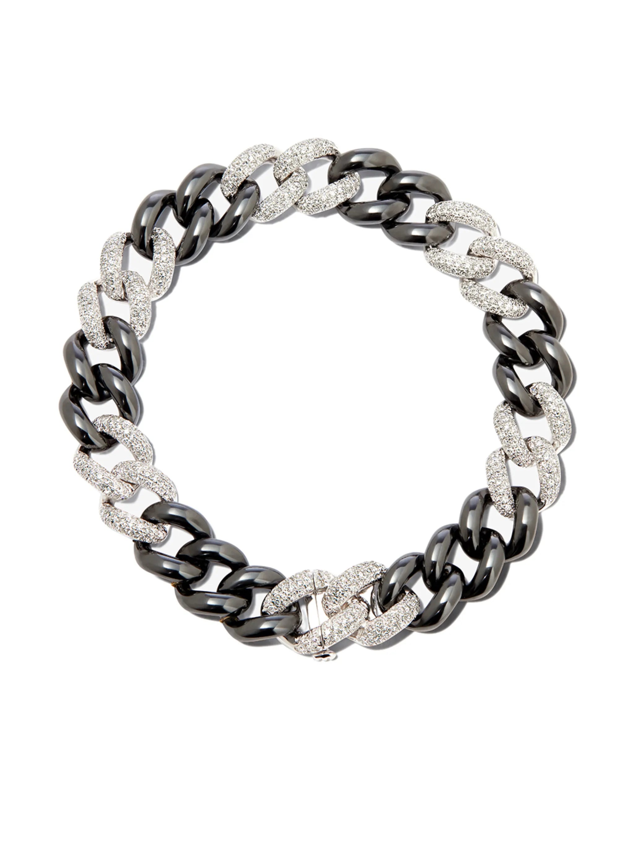 18kt white gold Essential Link diamond and ceramic bracelet
