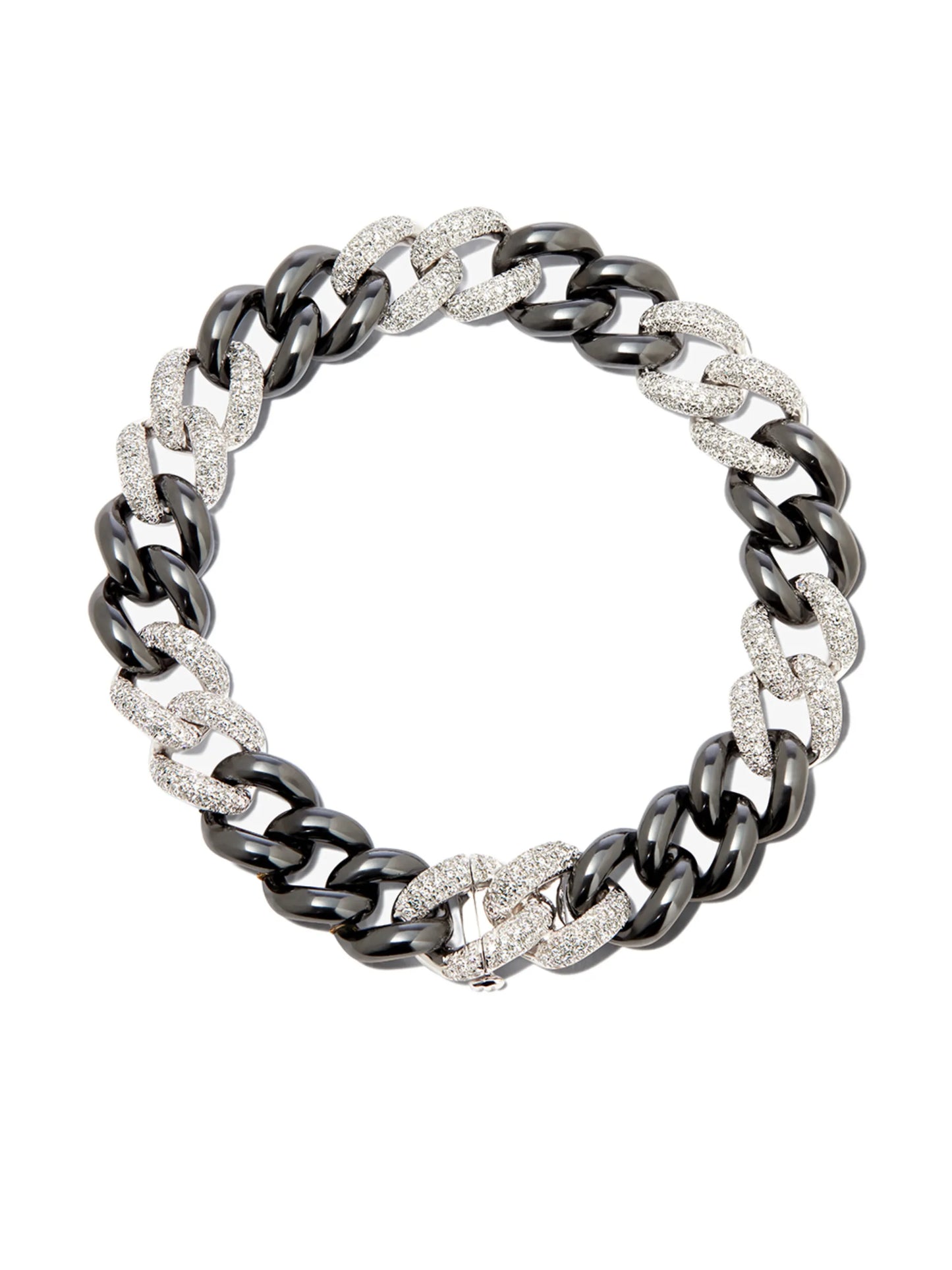 18kt white gold Essential Link diamond and ceramic bracelet