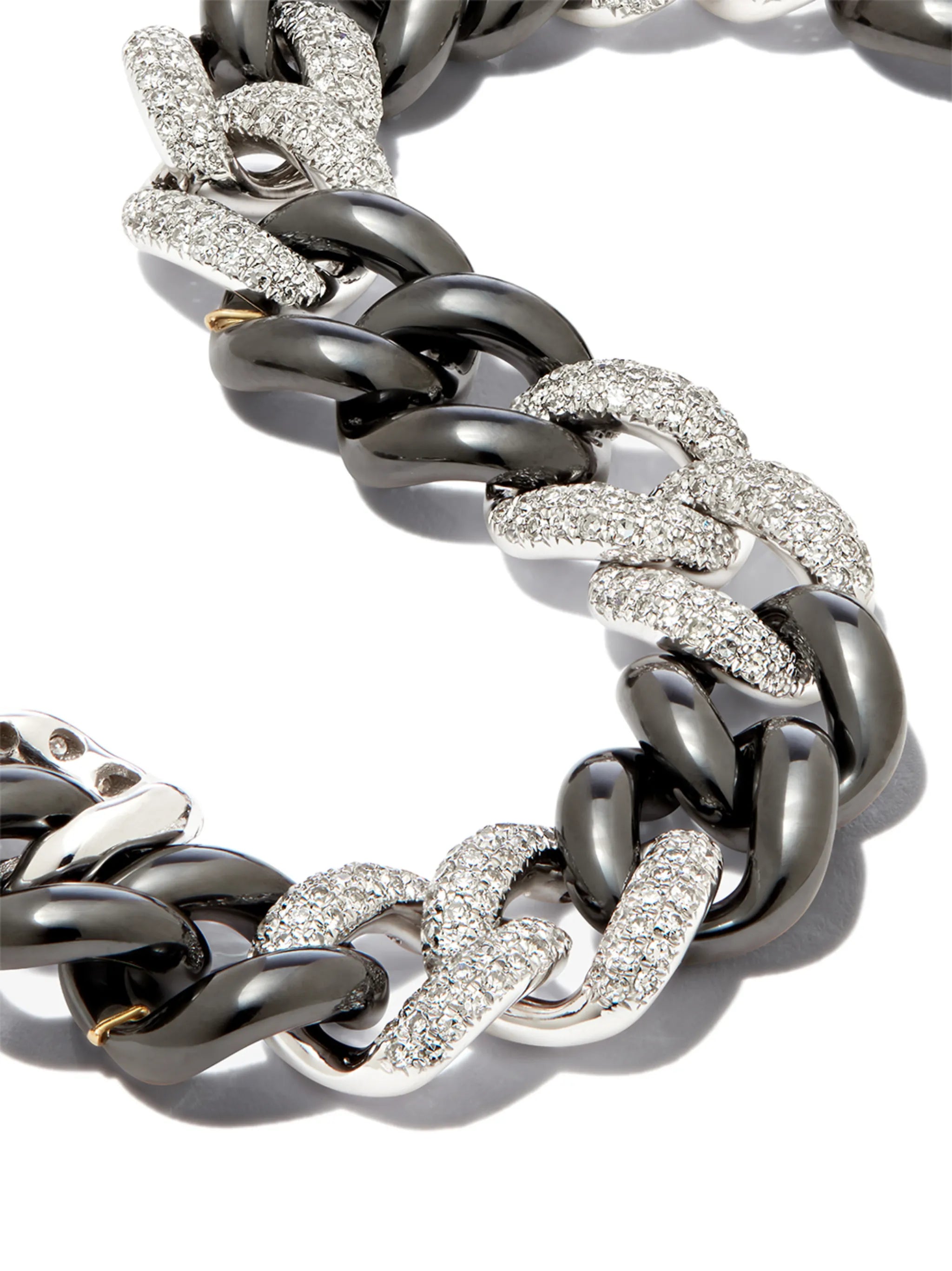 18kt white gold Essential Link diamond and ceramic bracelet