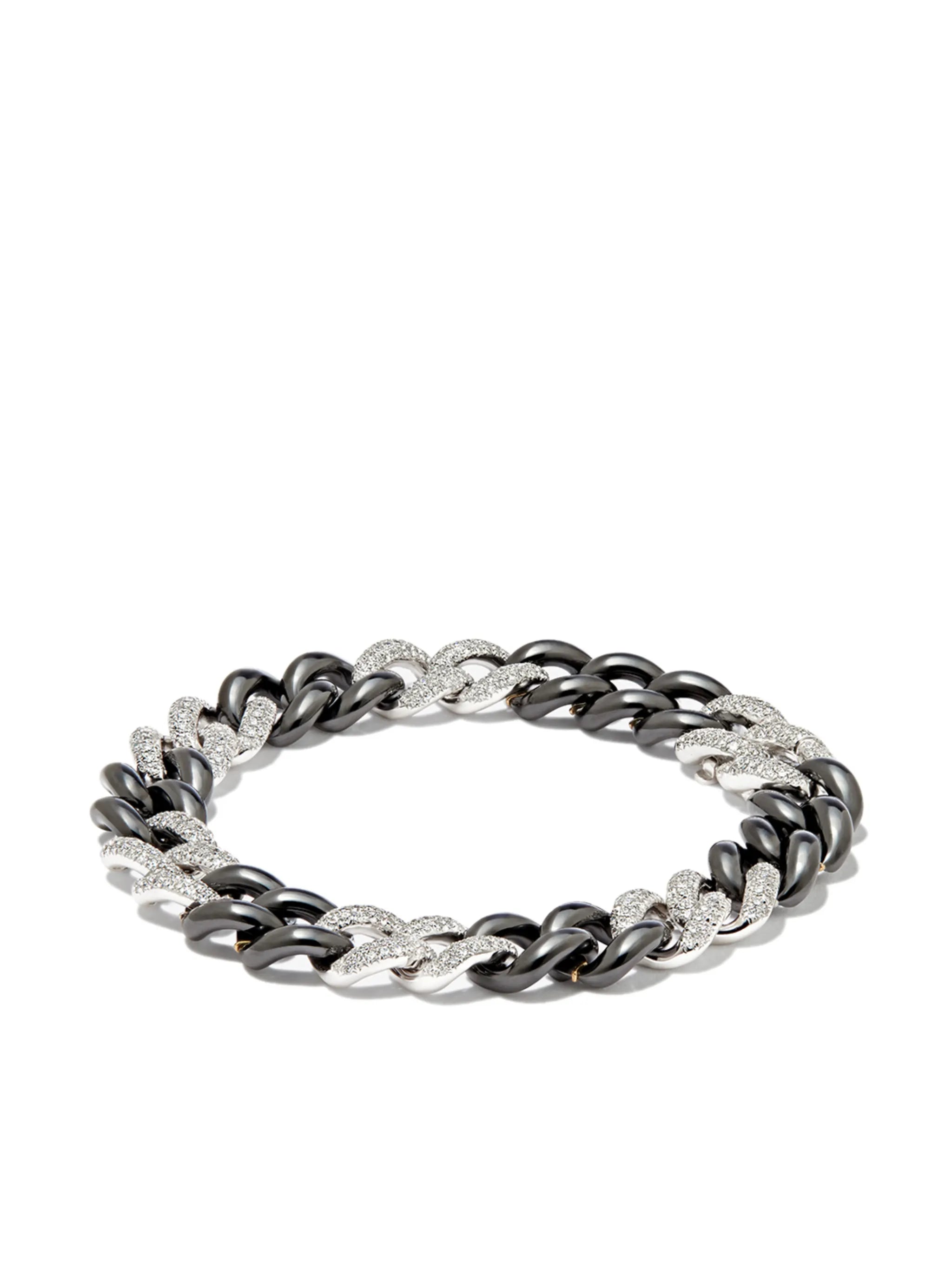 18kt white gold Essential Link diamond and ceramic bracelet