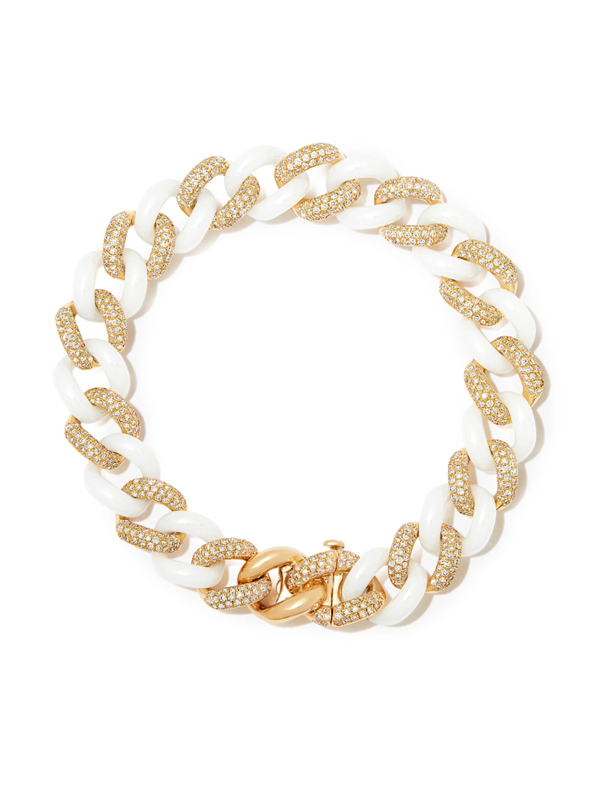 18kt yellow gold Essential Link diamond and ceramic bracelet