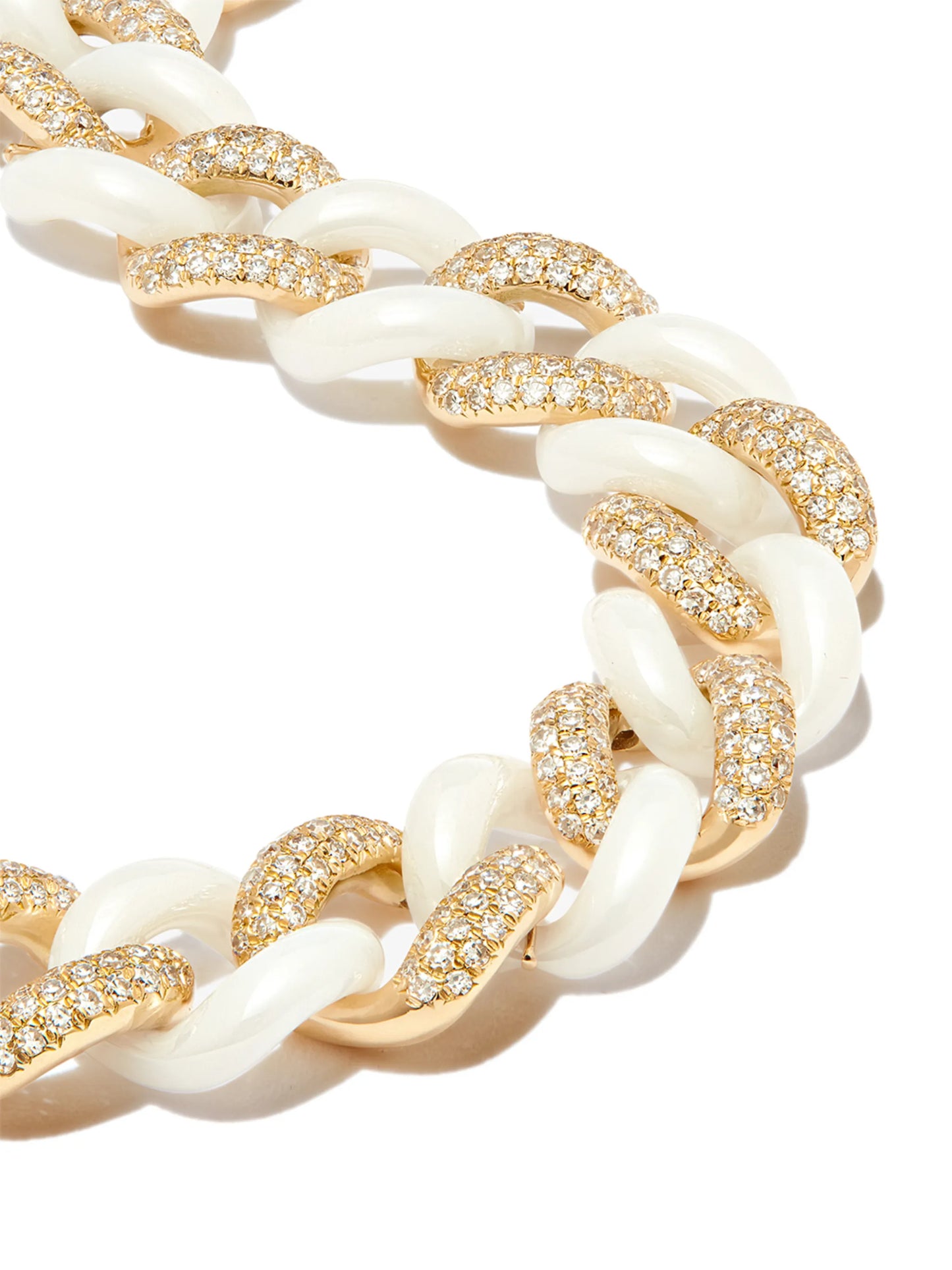 18kt yellow gold Essential Link diamond and ceramic bracelet