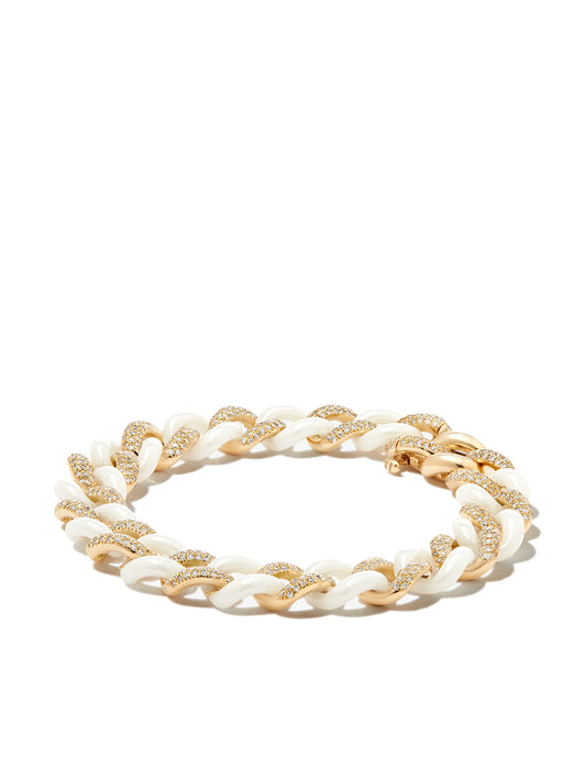 18kt yellow gold Essential Link diamond and ceramic bracelet