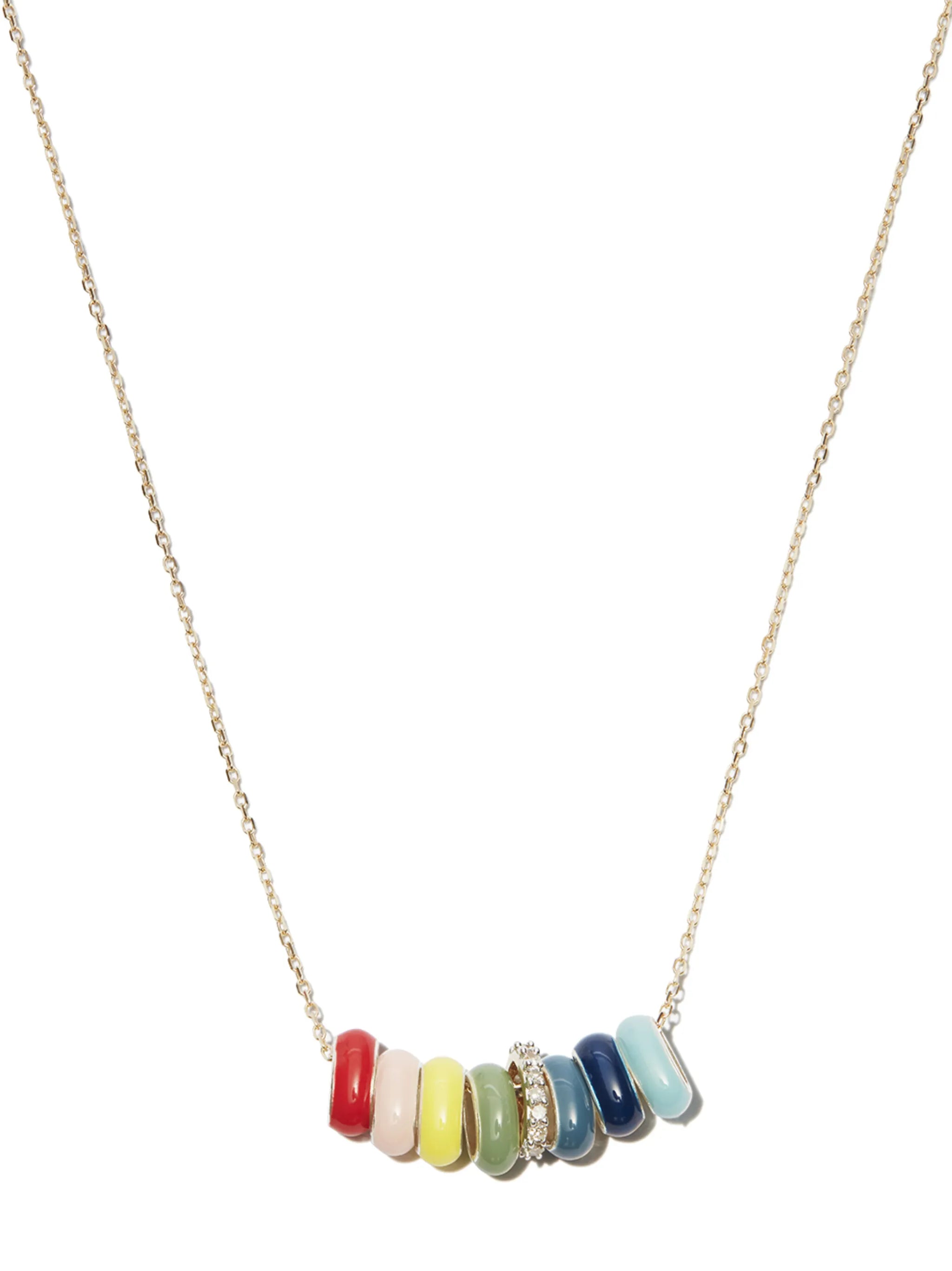 14kt yellow gold Carnival enamel and diamond necklace