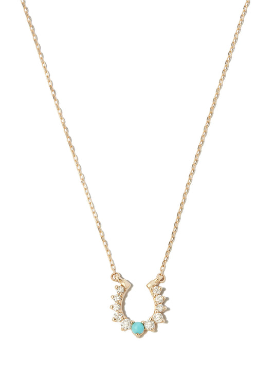 14kt yellow gold horseshoe diamond pendant necklace