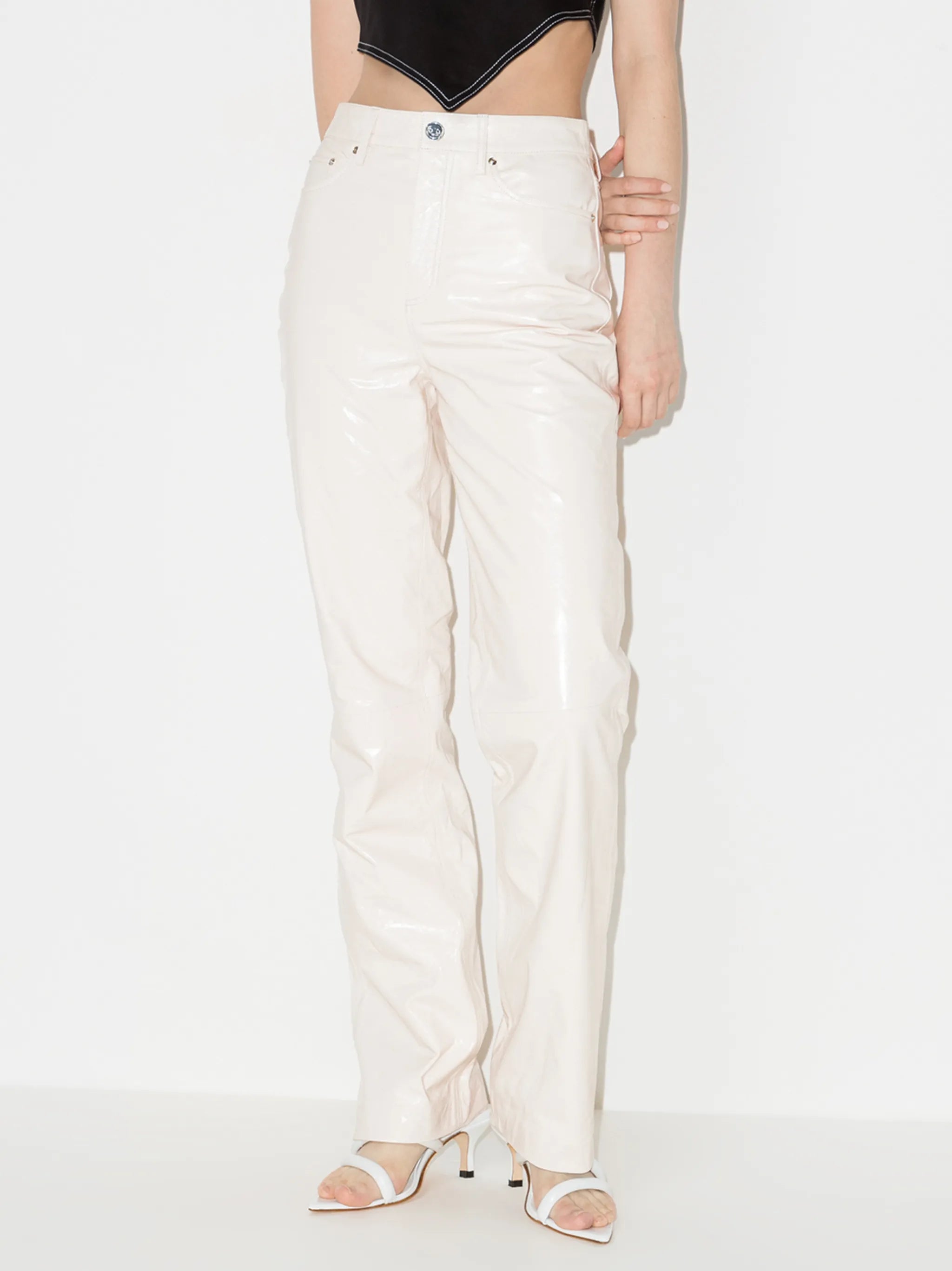 Lynn leather straight-leg trousers