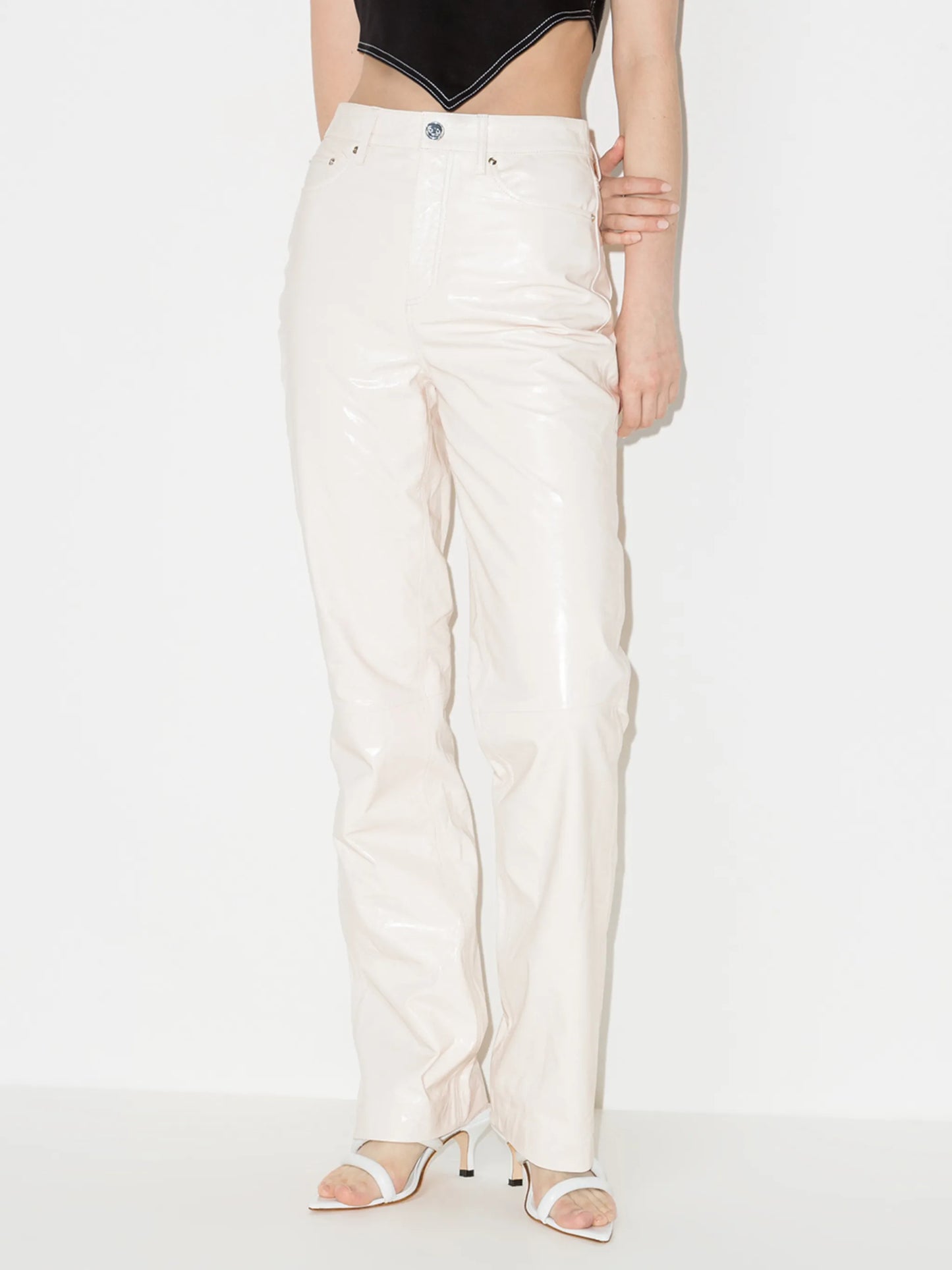 Lynn leather straight-leg trousers