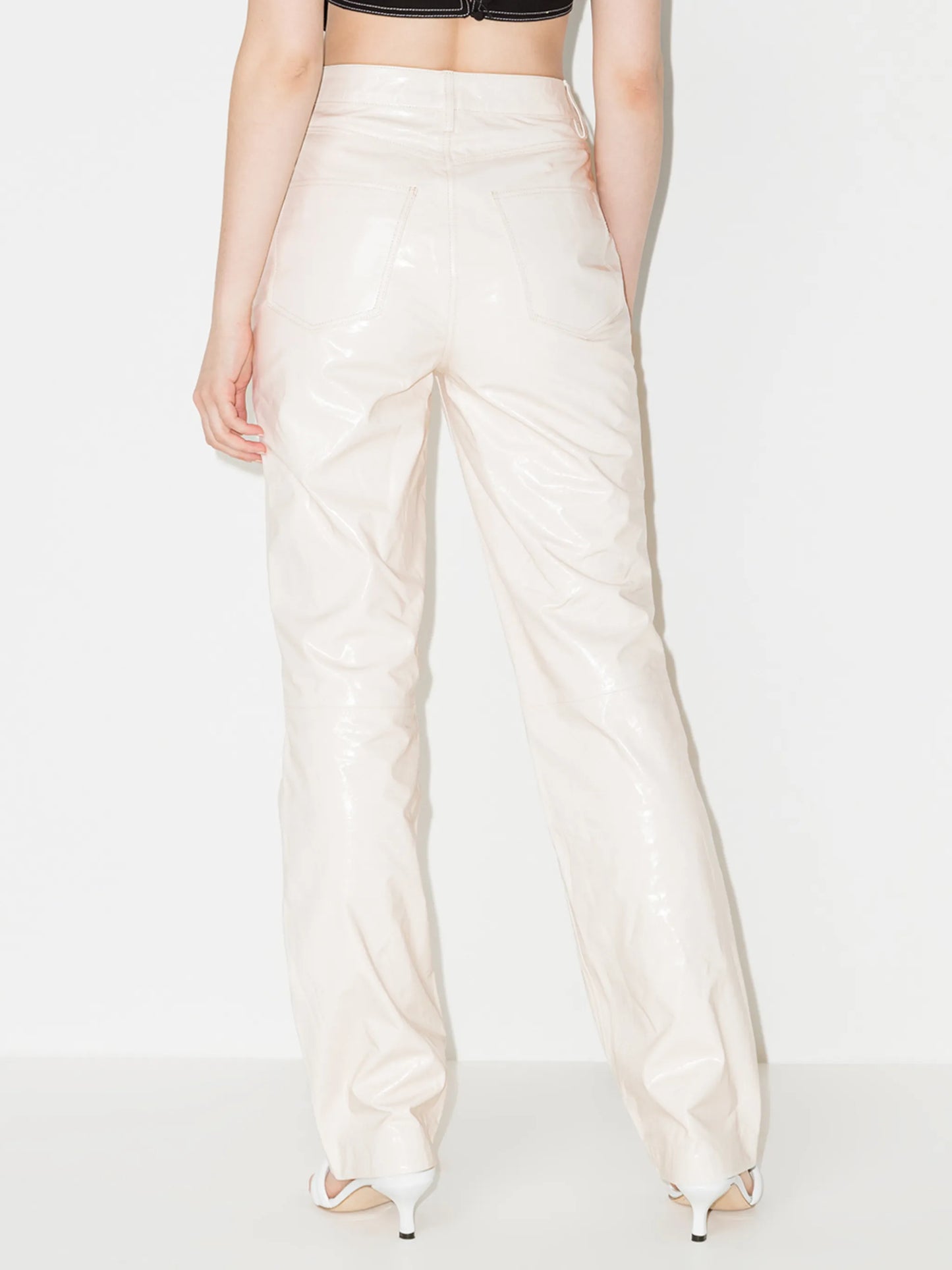 Lynn leather straight-leg trousers
