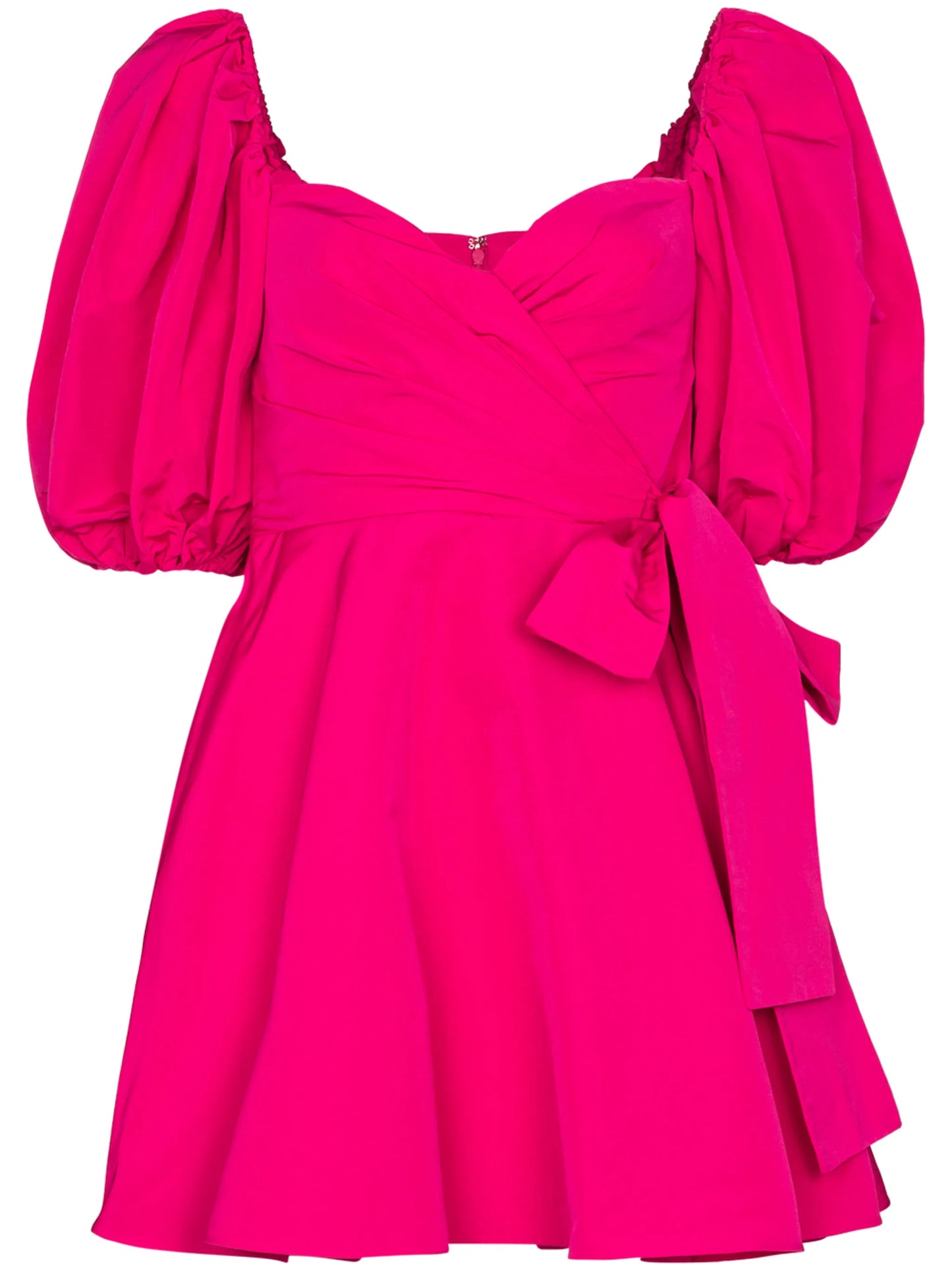 puff-sleeve V-neck minidress