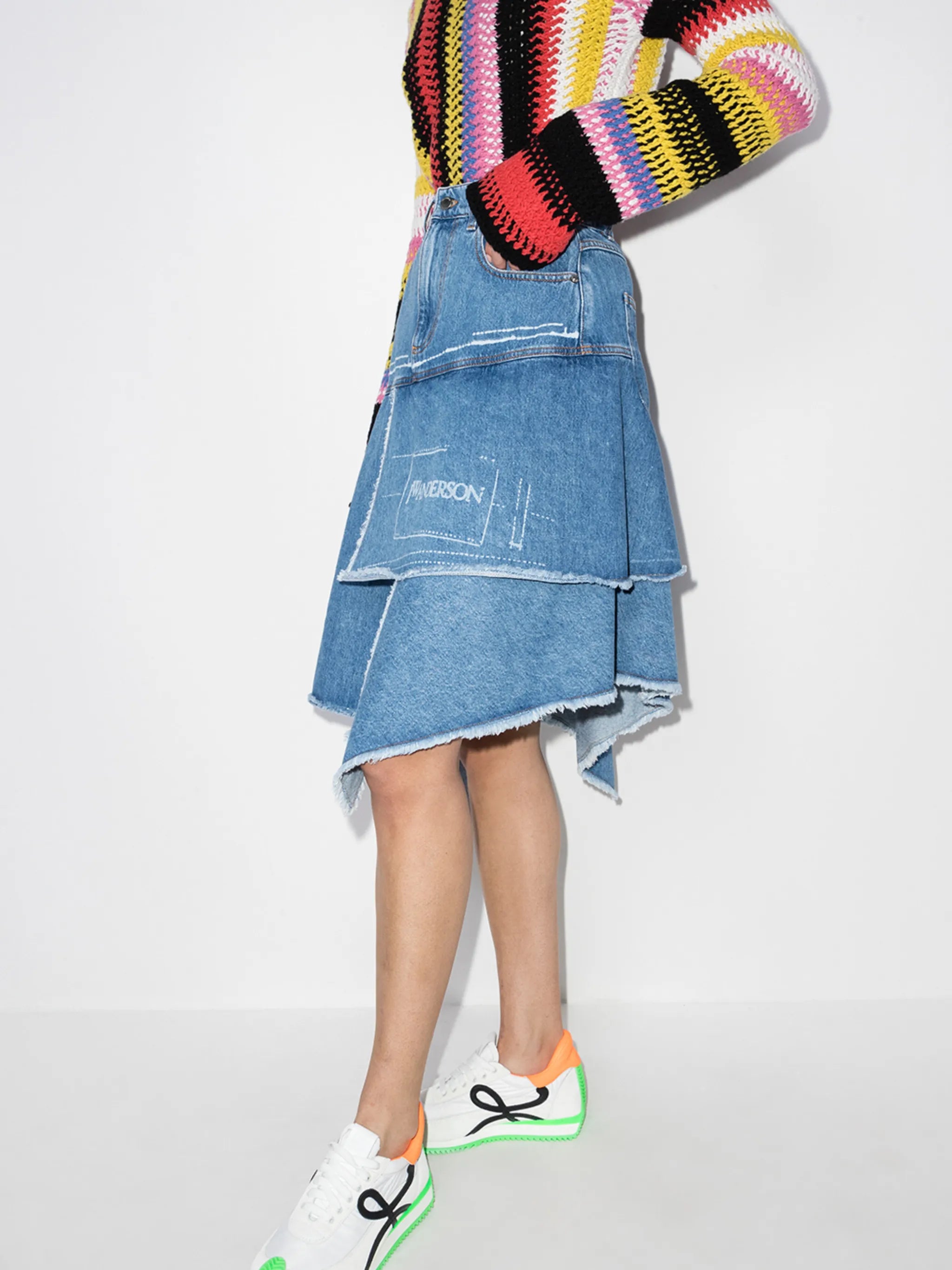 asymmetric denim skirt