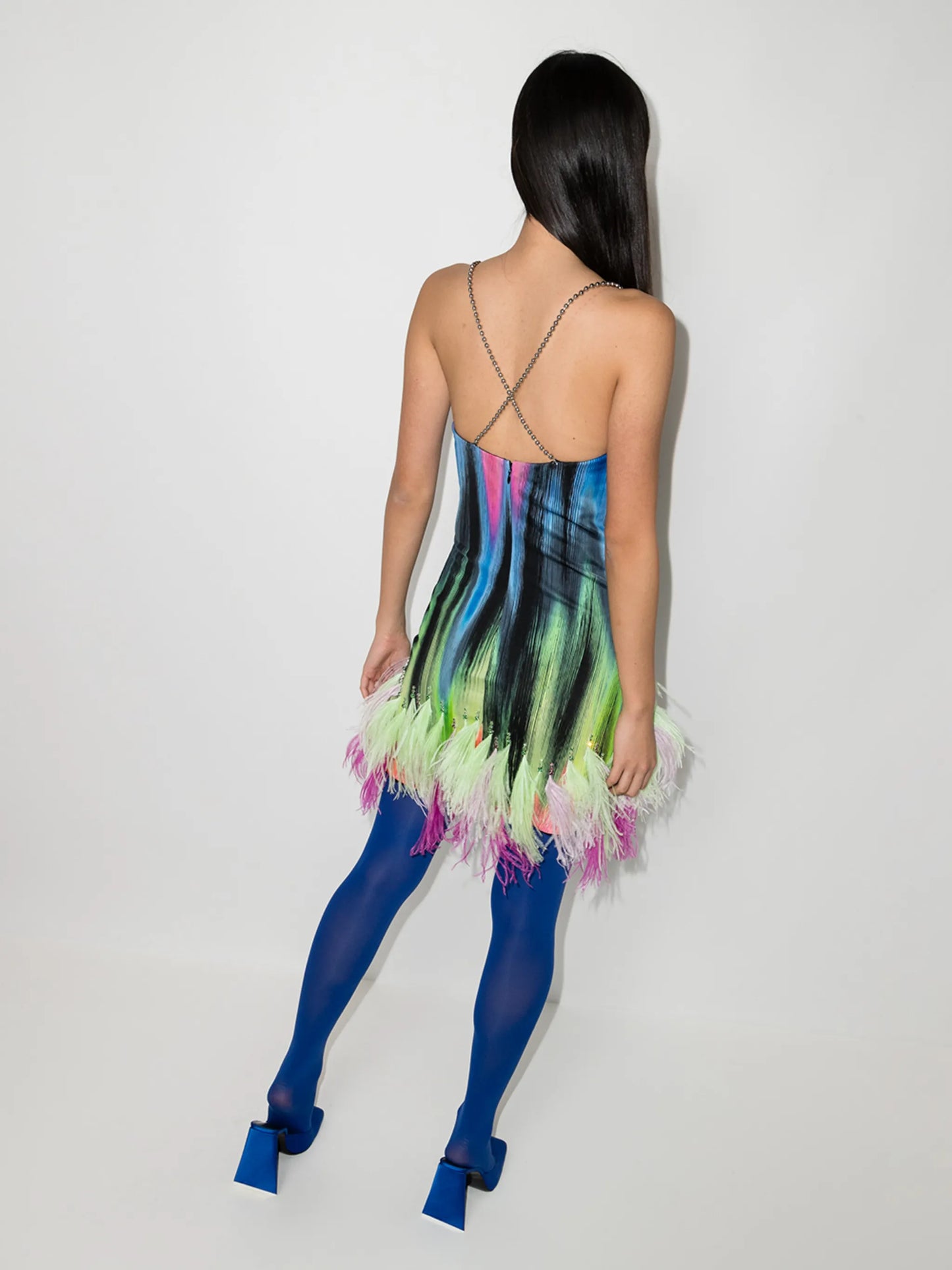 Fujiko feather-trim sleeveless minidress