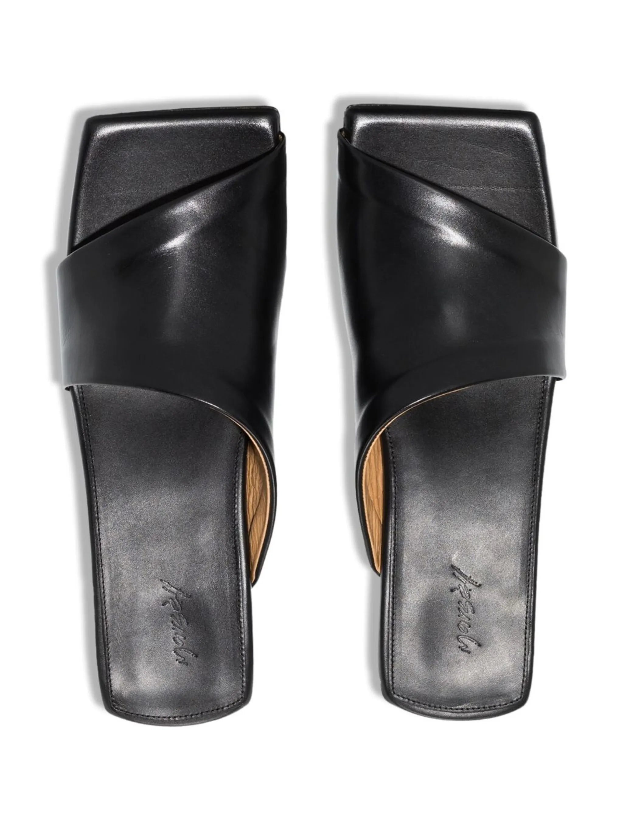 asymmetric spool heel sandals