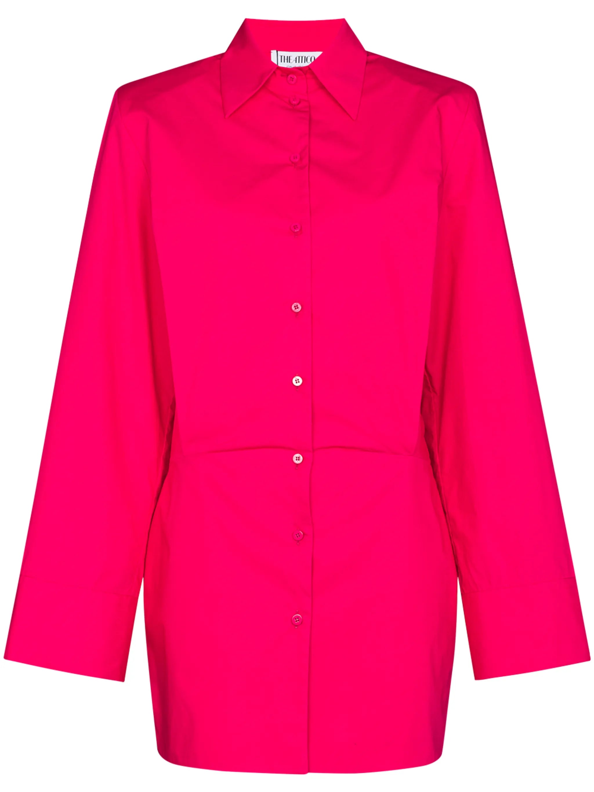 wide-sleeve cotton shirt dress