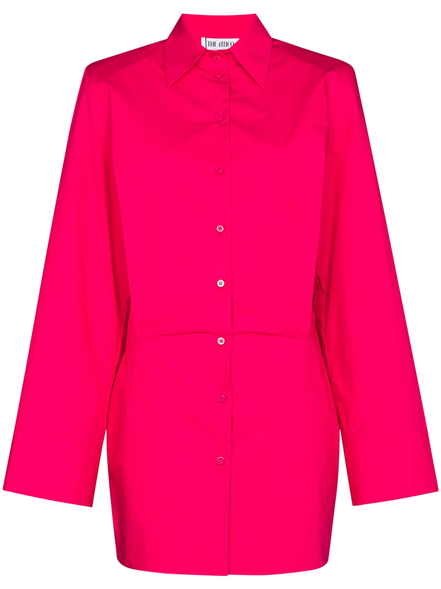 wide-sleeve cotton shirt dress