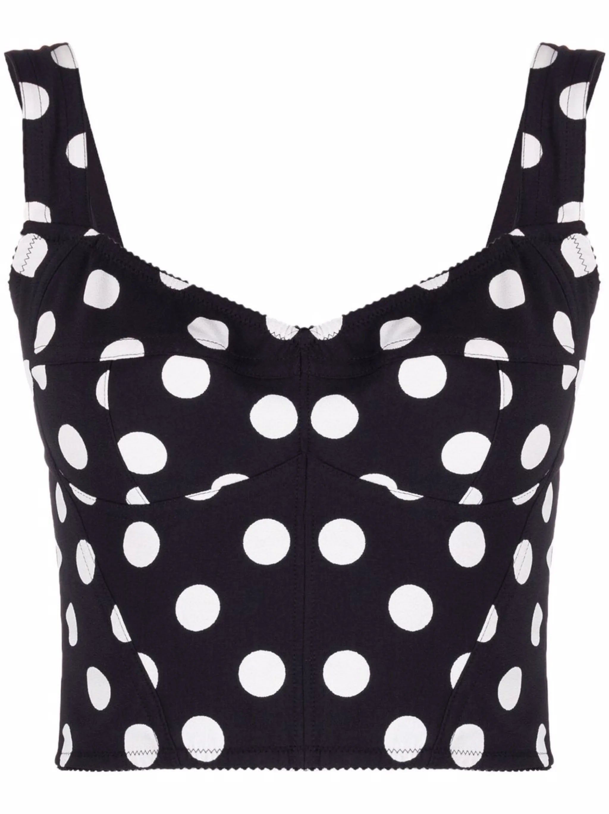 polka-dot scoop-neck top