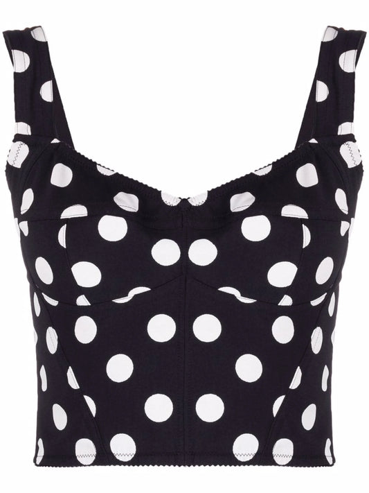 polka-dot scoop-neck top