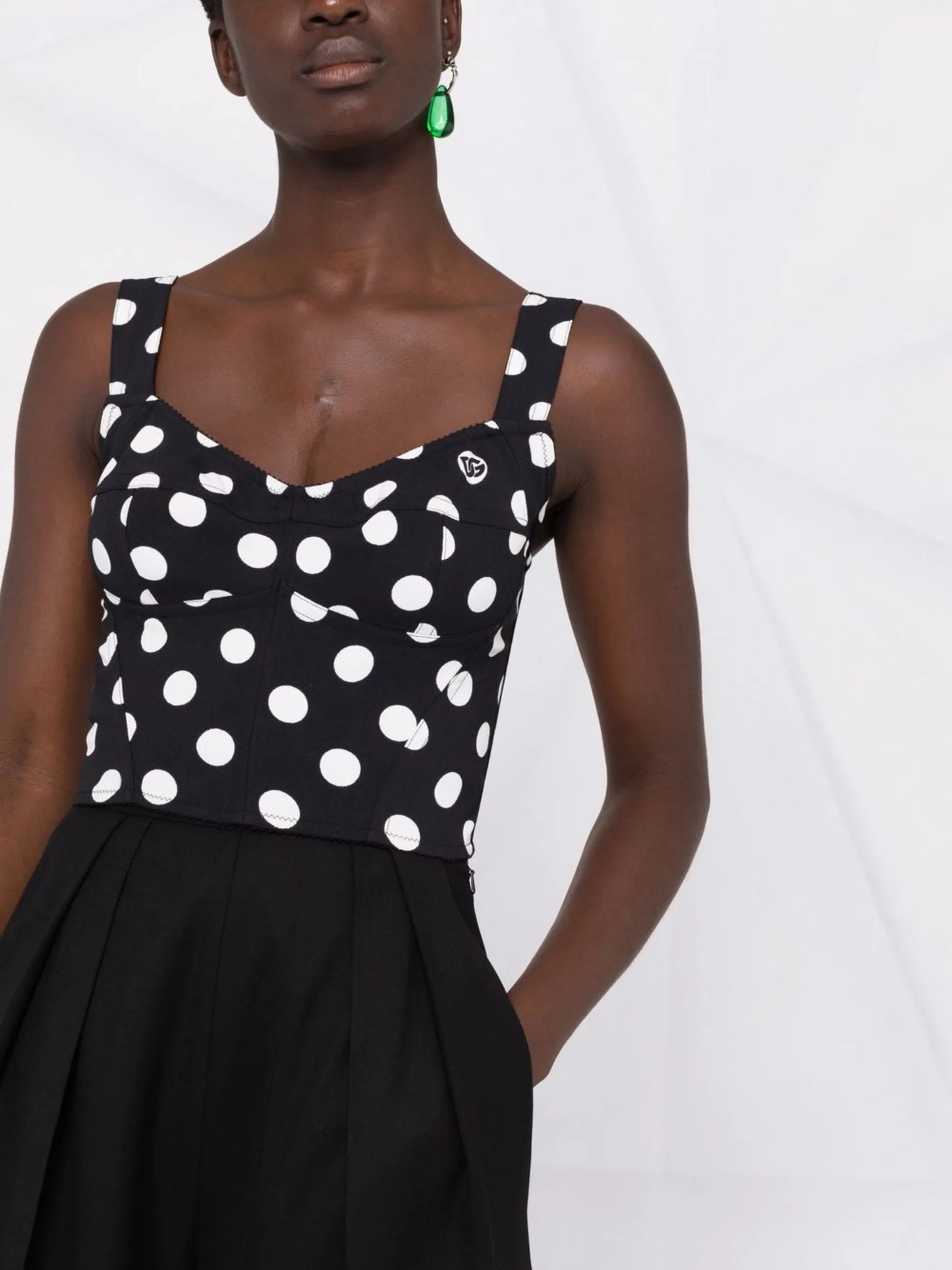 polka-dot scoop-neck top