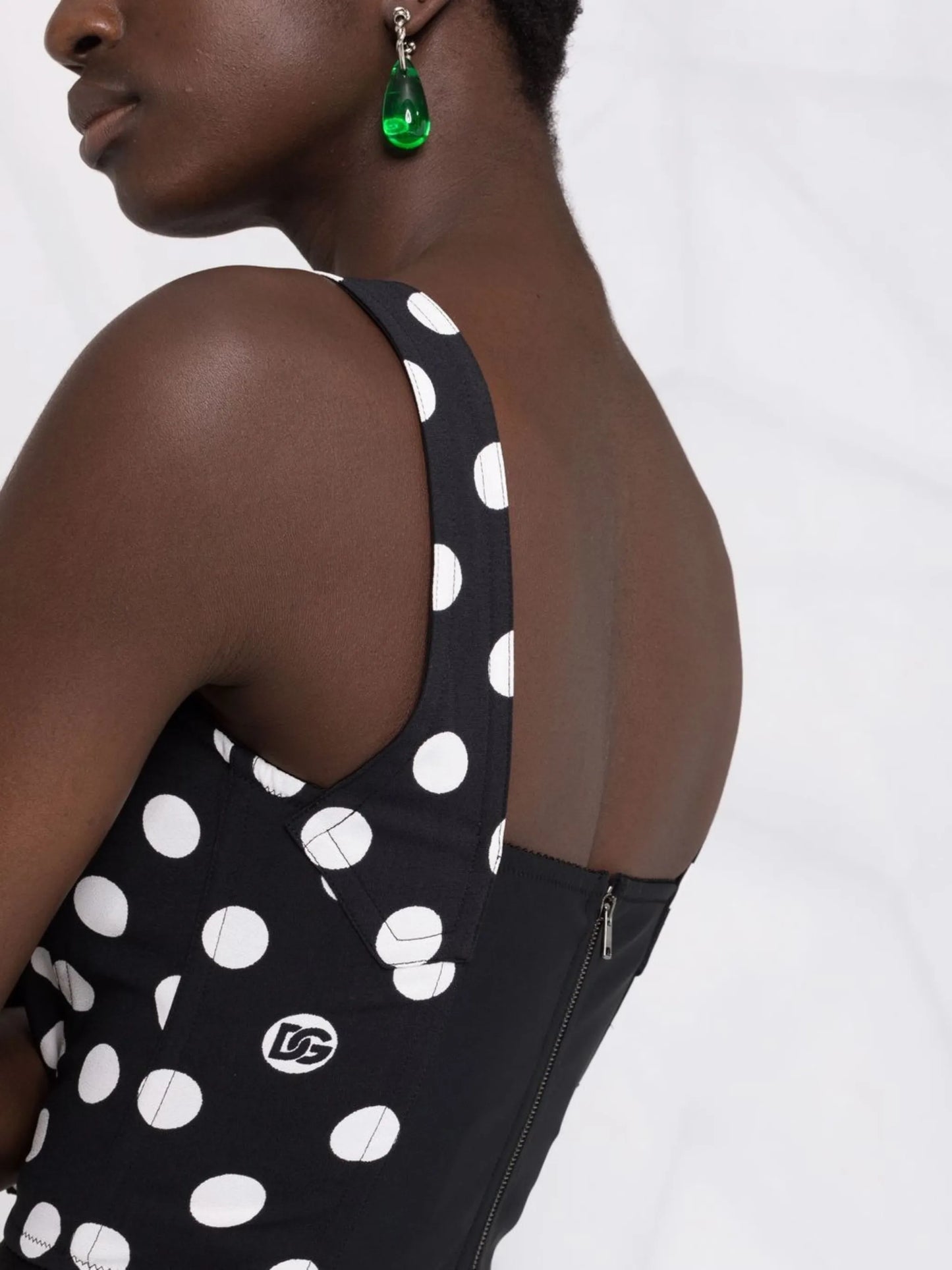 polka-dot scoop-neck top