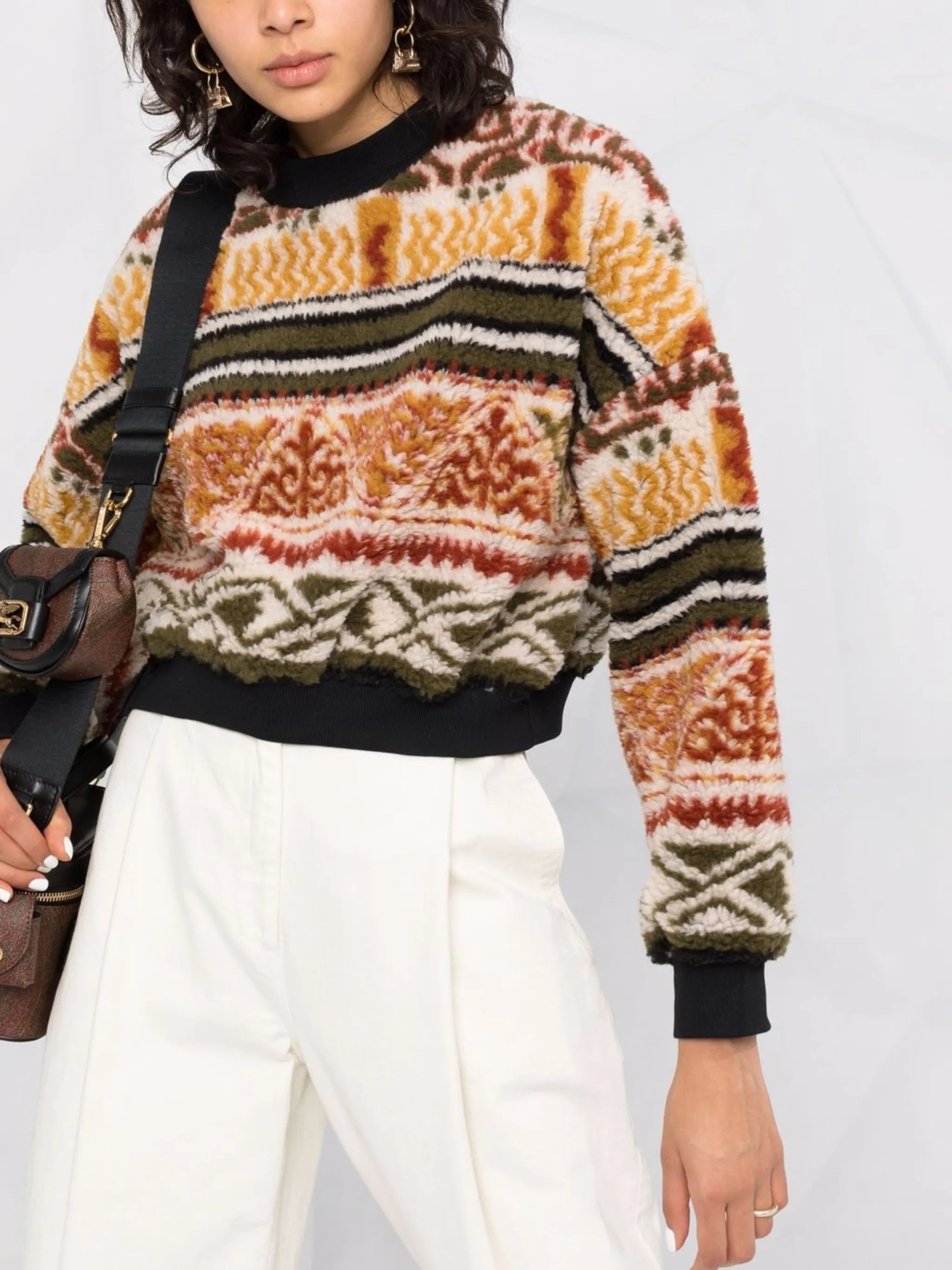 abstract-print cropped jumper