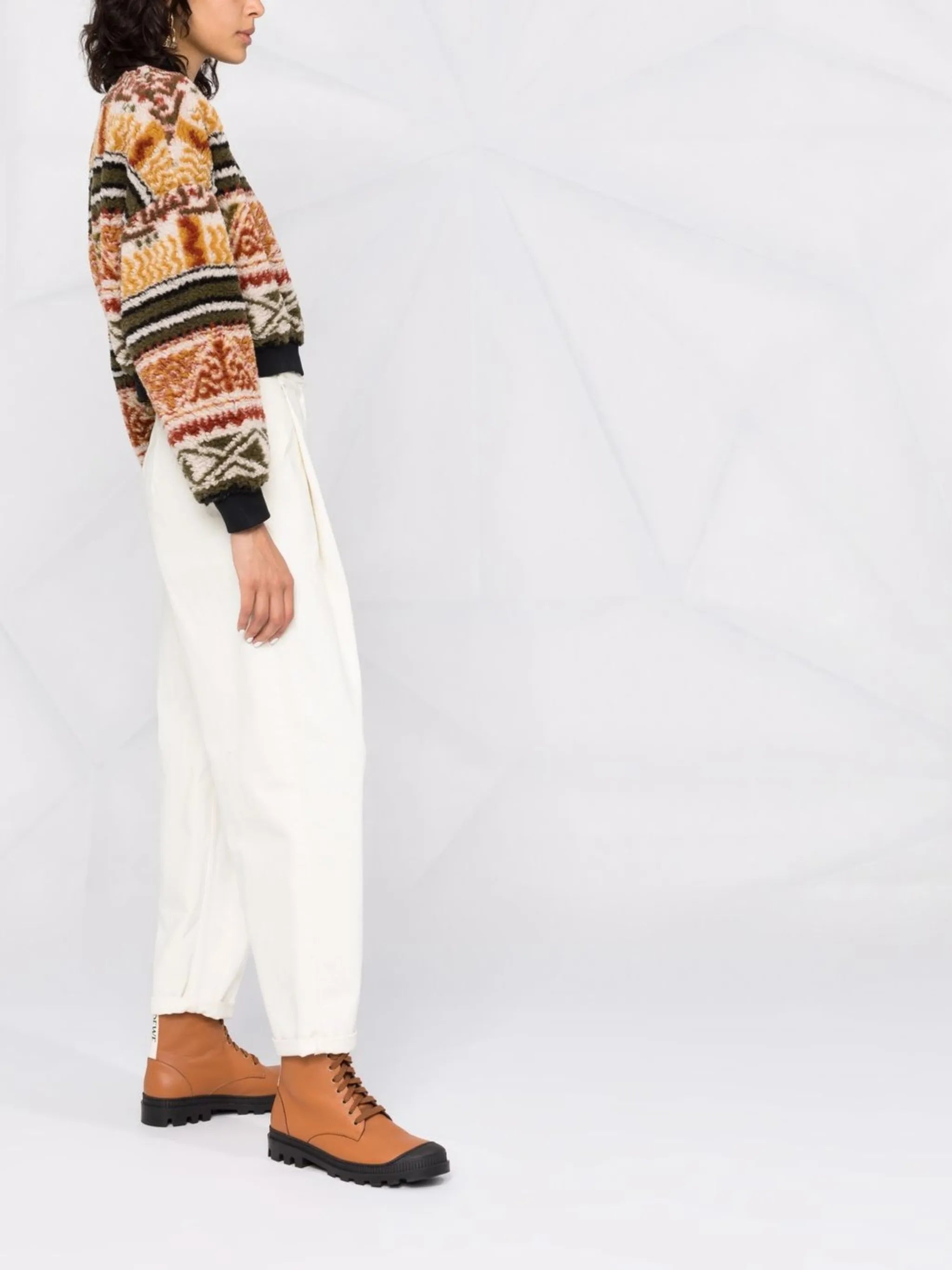 abstract-print cropped jumper