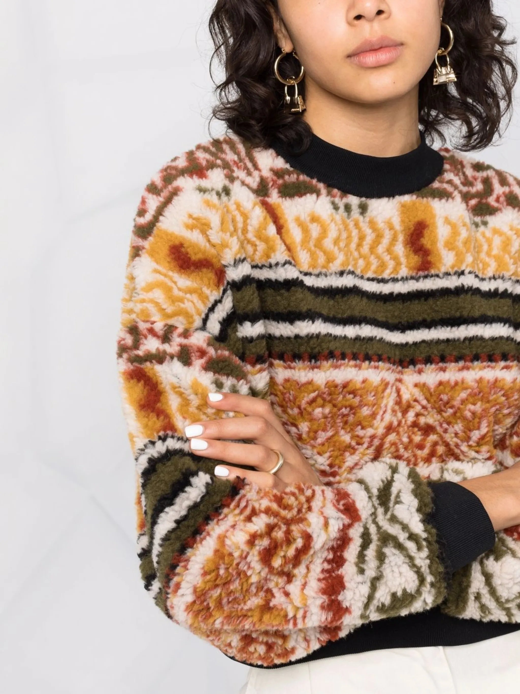 abstract-print cropped jumper