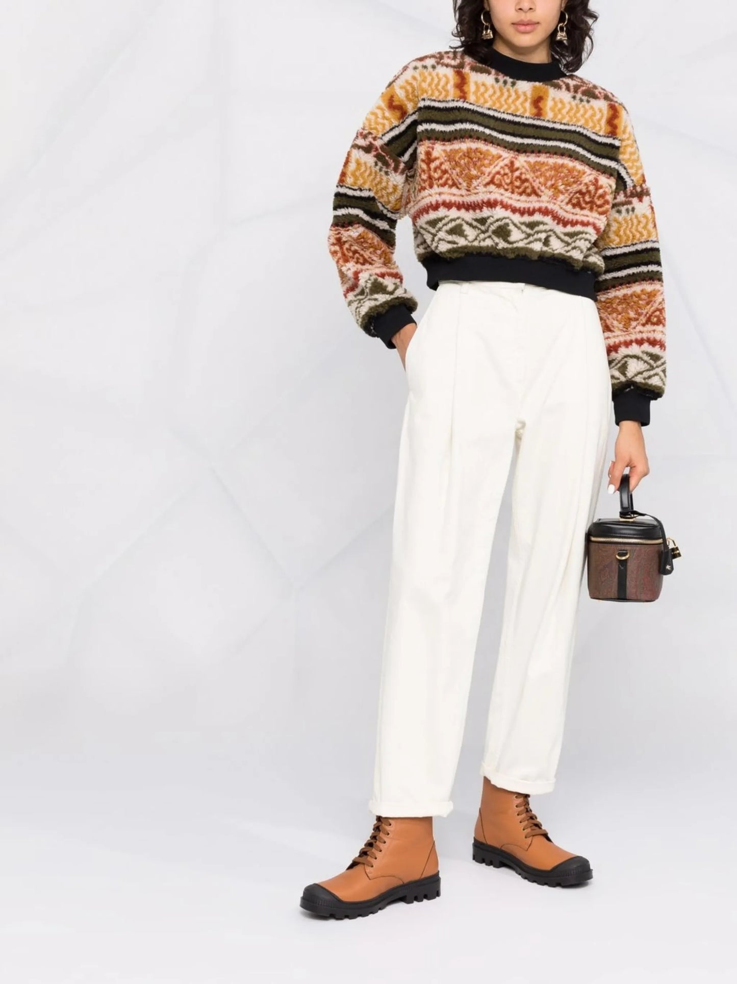 abstract-print cropped jumper