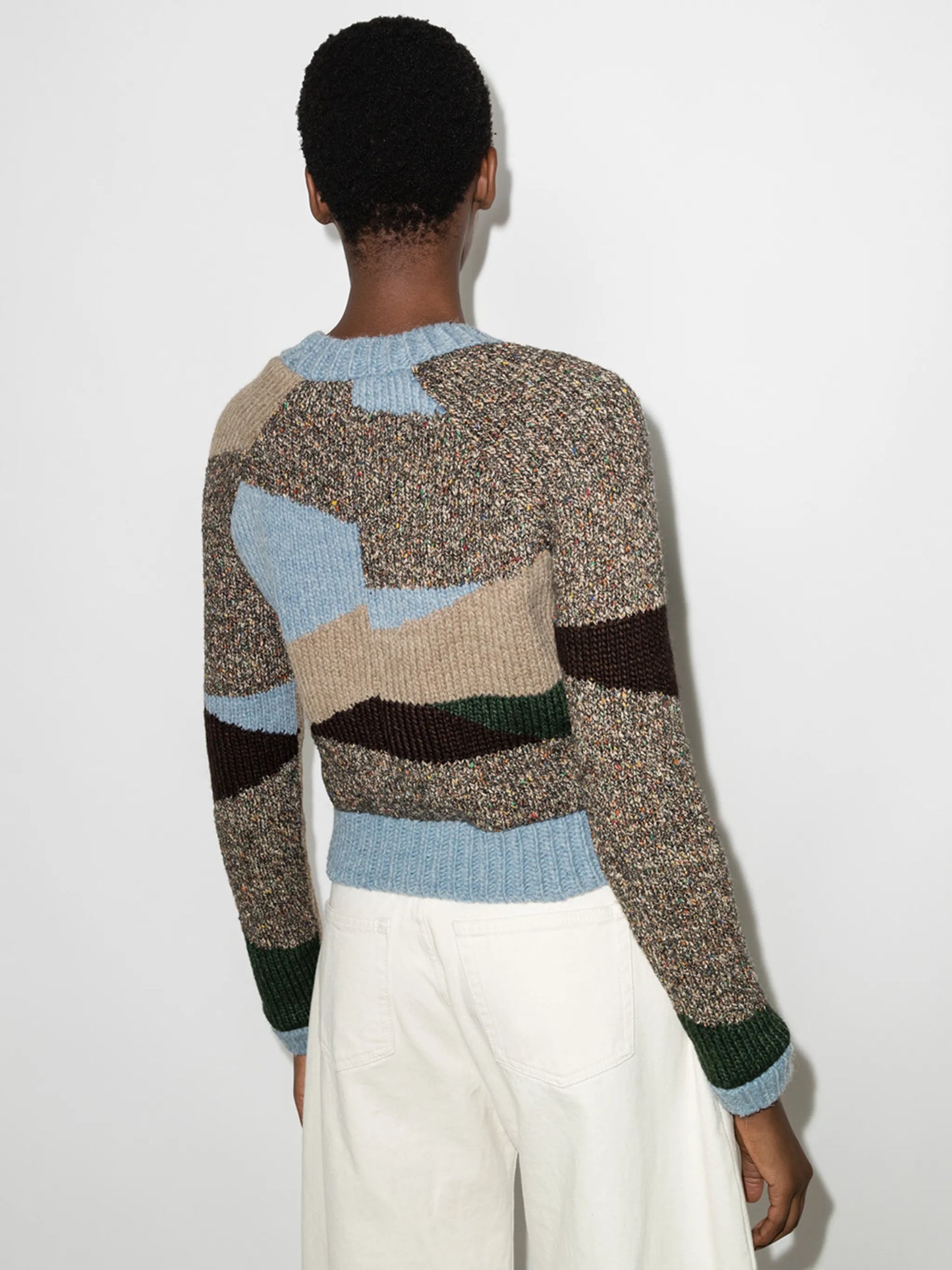 Handloomed colour-block jumper