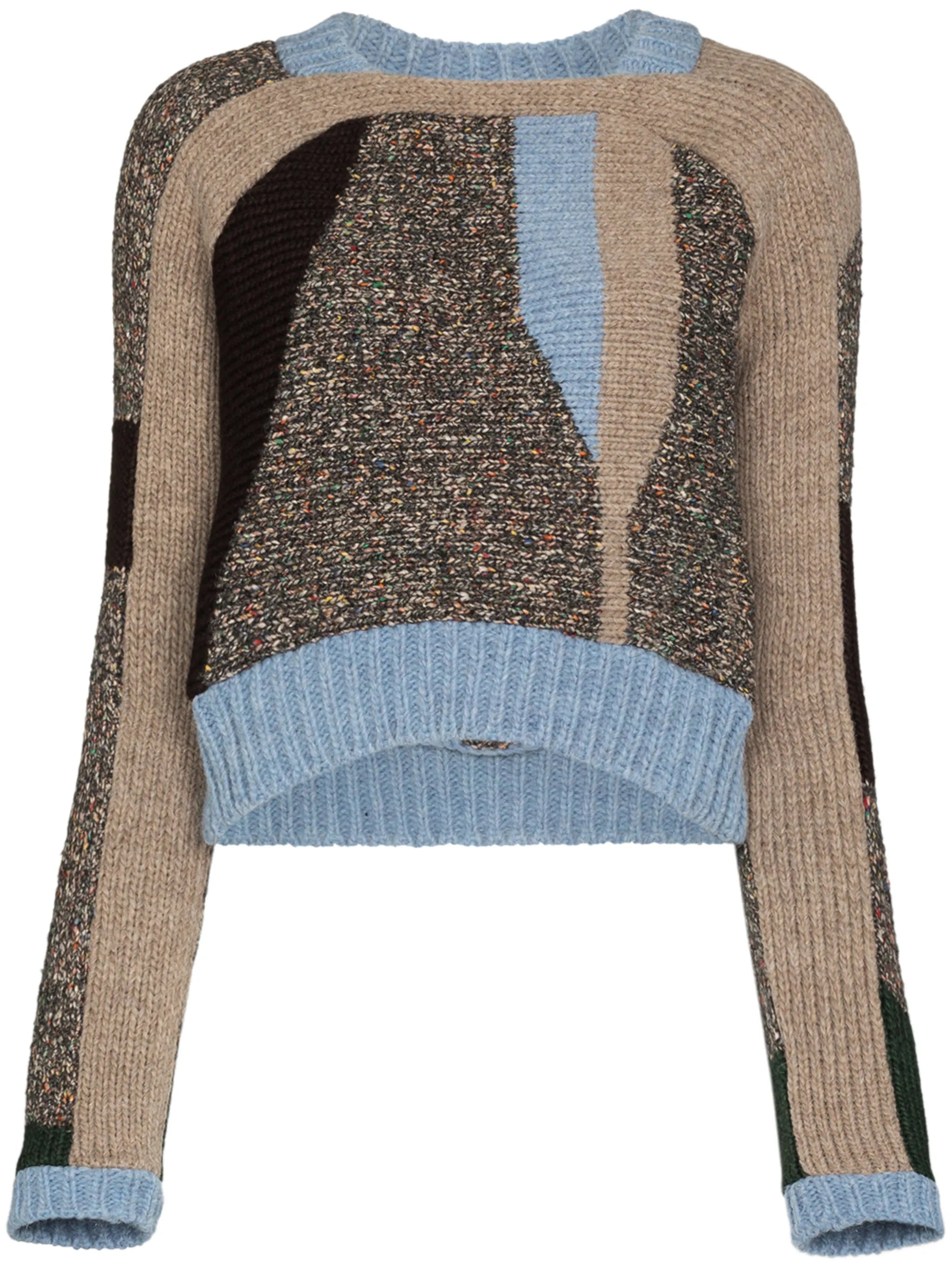 Handloomed colour-block jumper