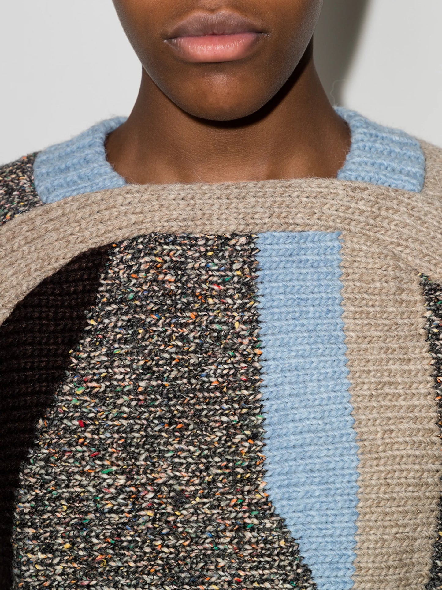 Handloomed colour-block jumper