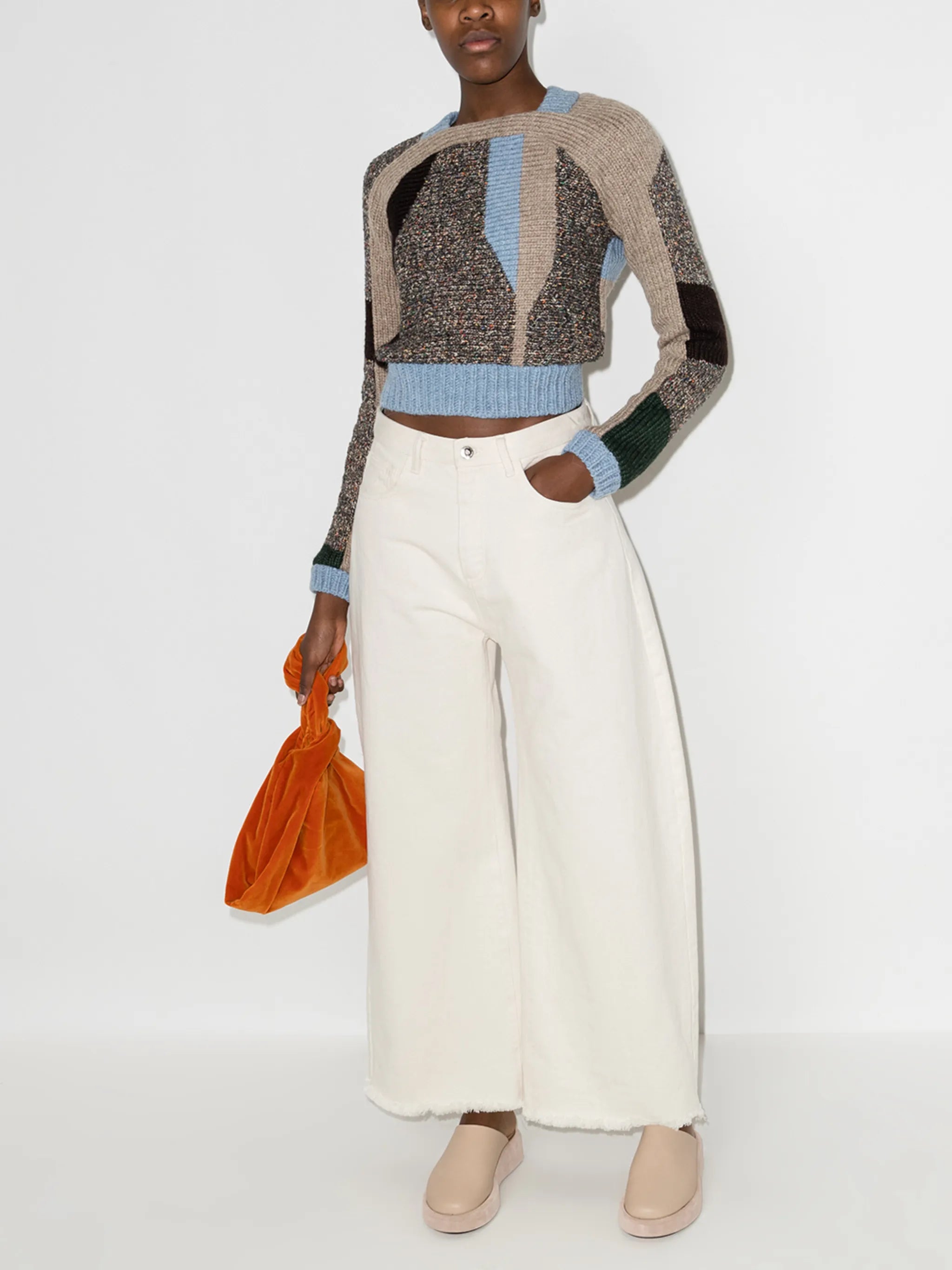 Handloomed colour-block jumper