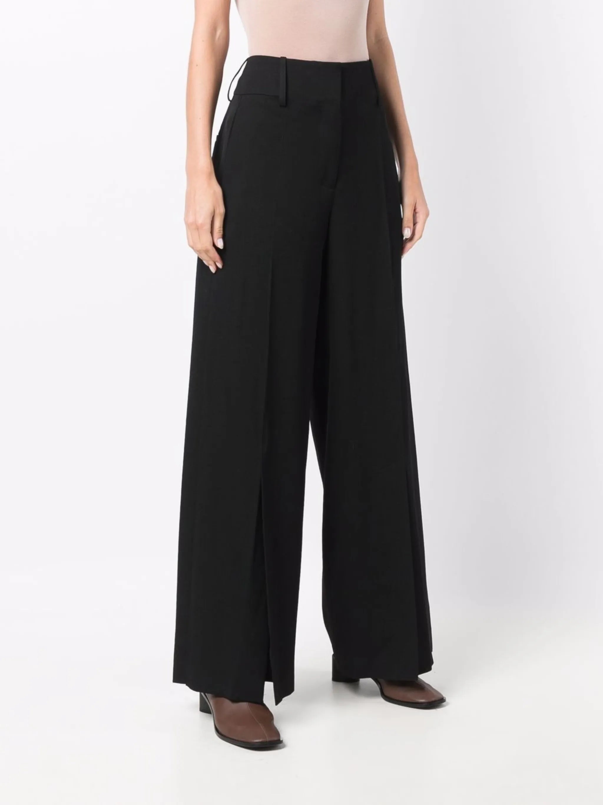 split-hem wide-leg trousers