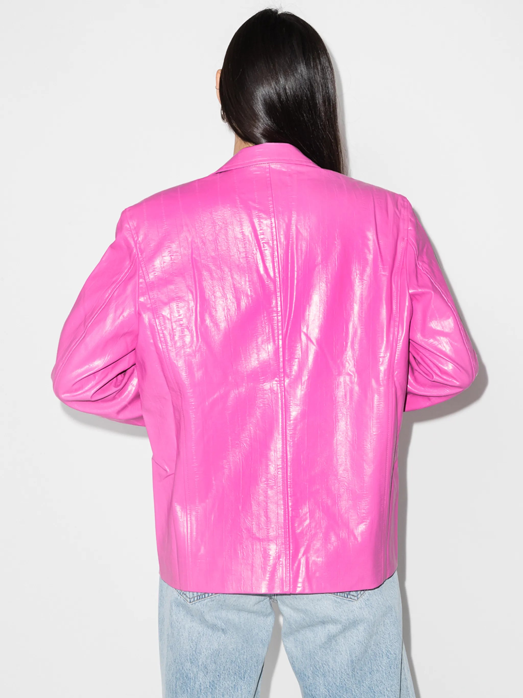 Lesley faux-leather single-breasted blazer