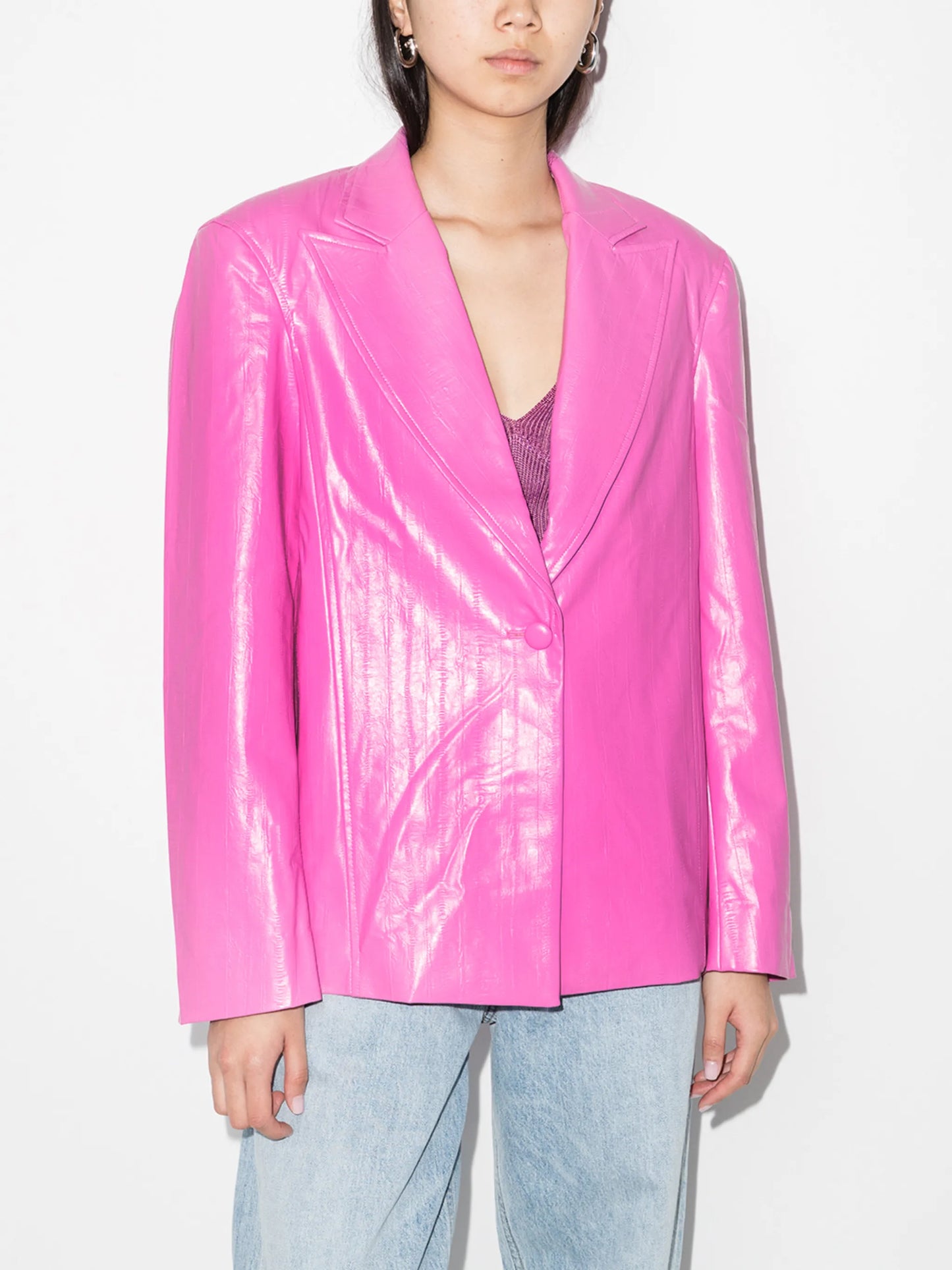 Lesley faux-leather single-breasted blazer