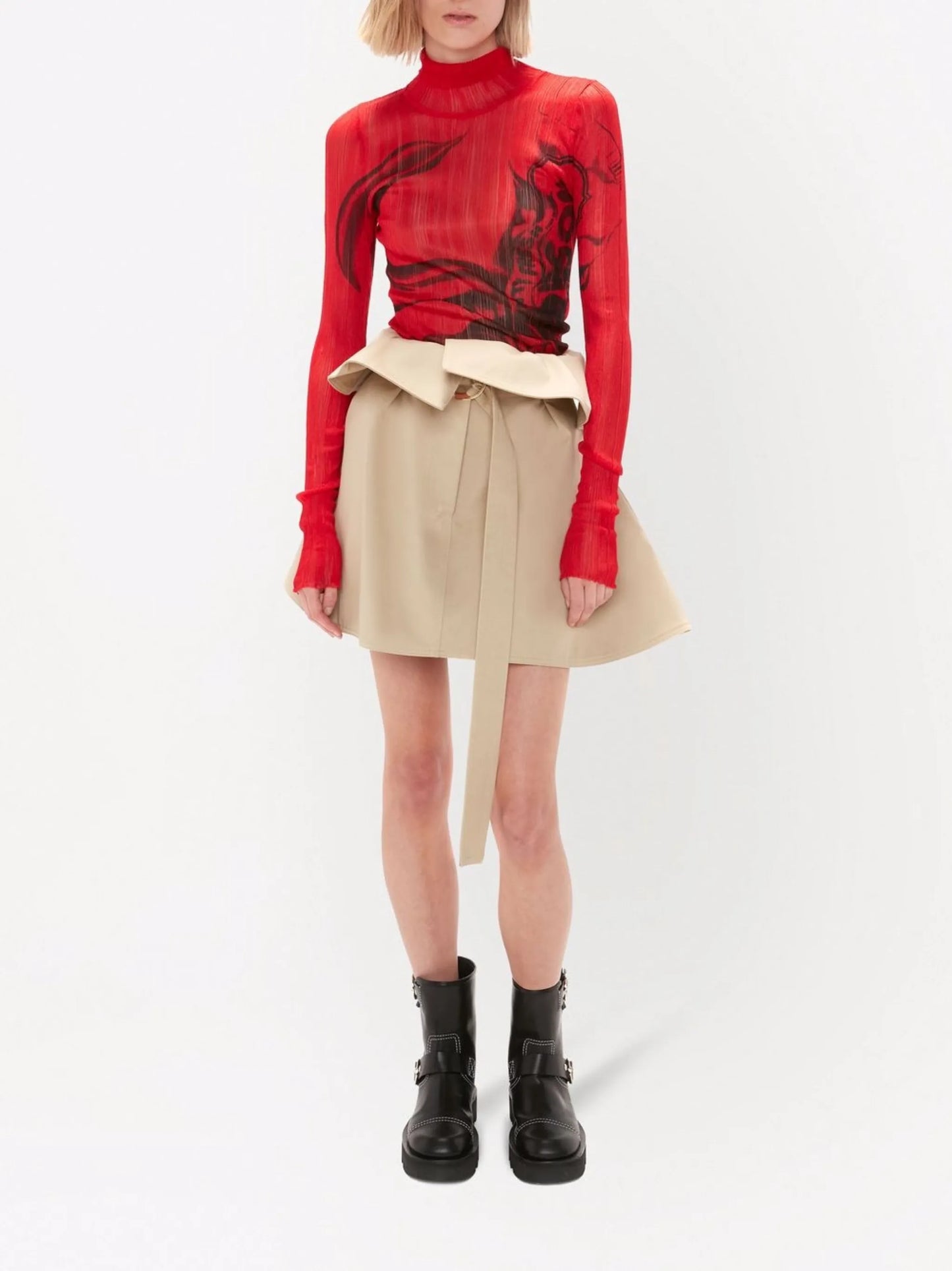 paperbag-waist belted skirt