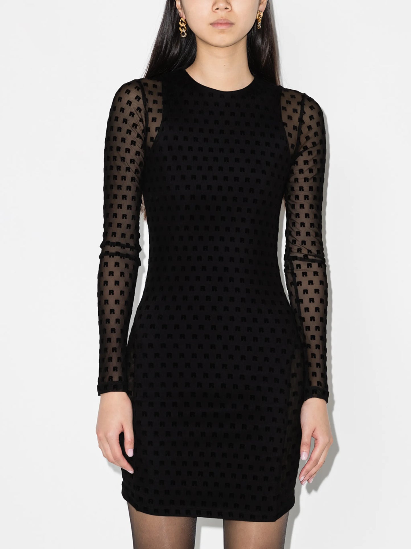 Monique sheer-sleeve minidress